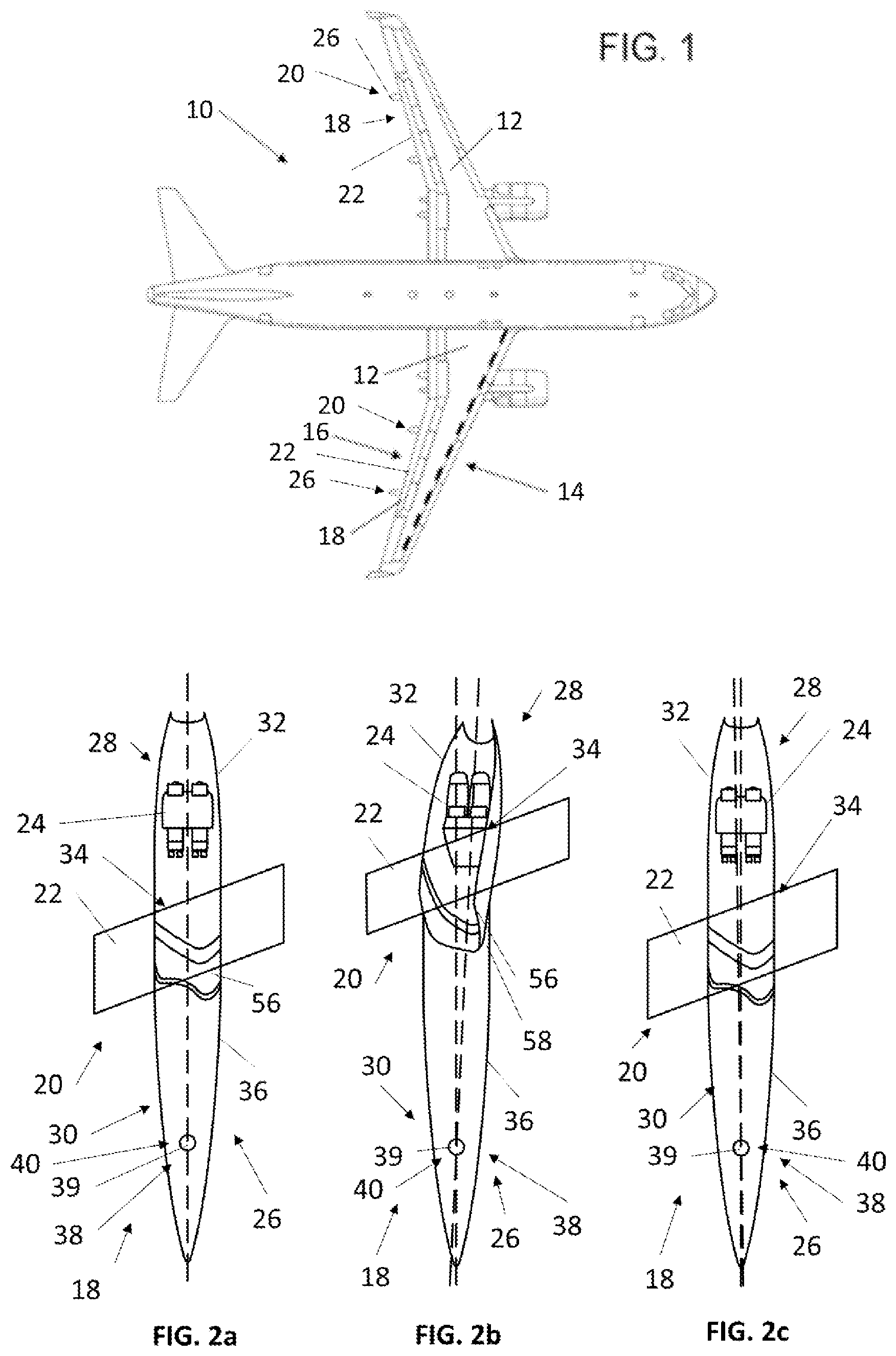 Patent US12319408 — Fairing arrangement for a high-lift mechanism of an aircraft — Figure 1