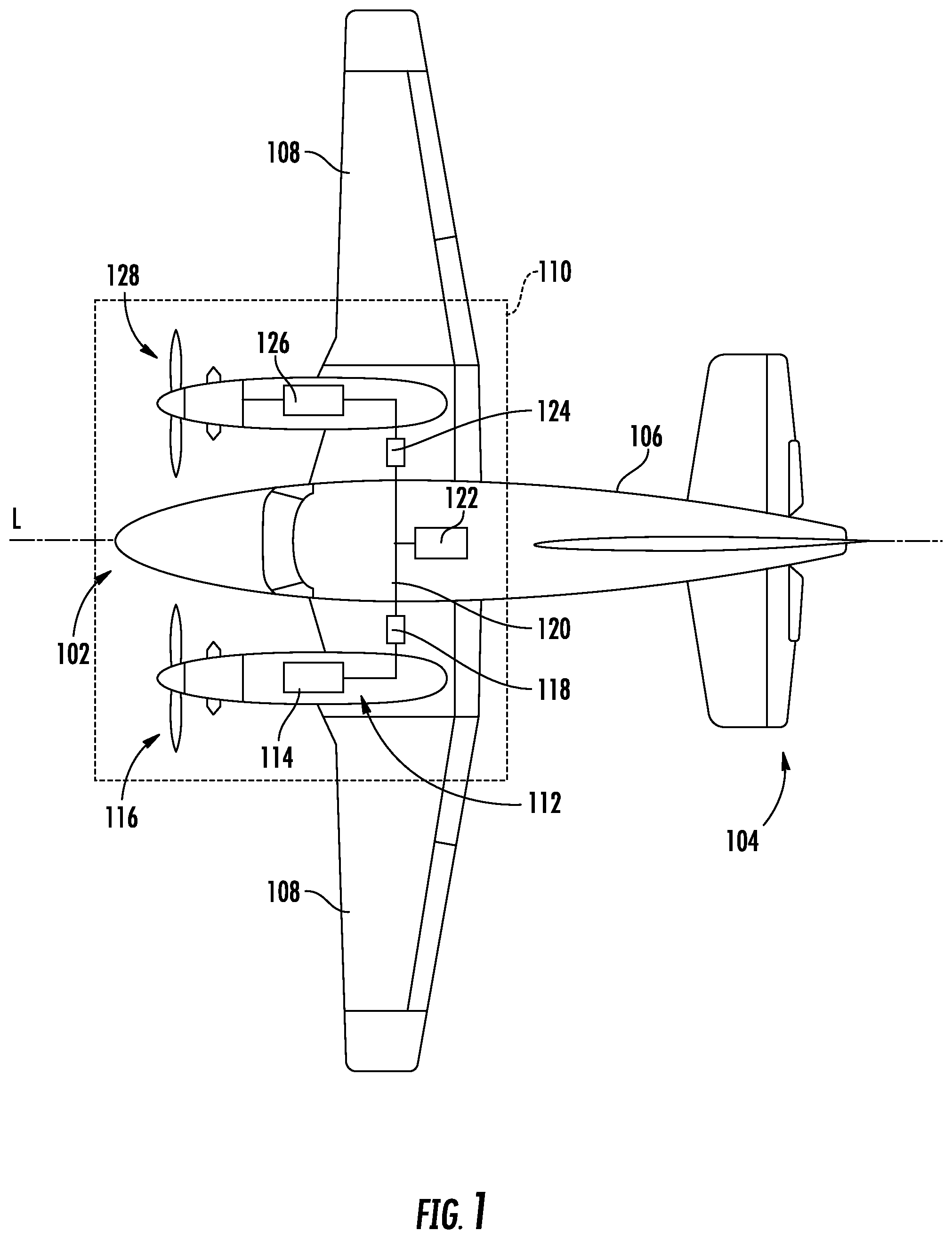 Patent US12319422 — Fault tolerant hybrid electric propulsion system for an aerial vehicle — Figure 1