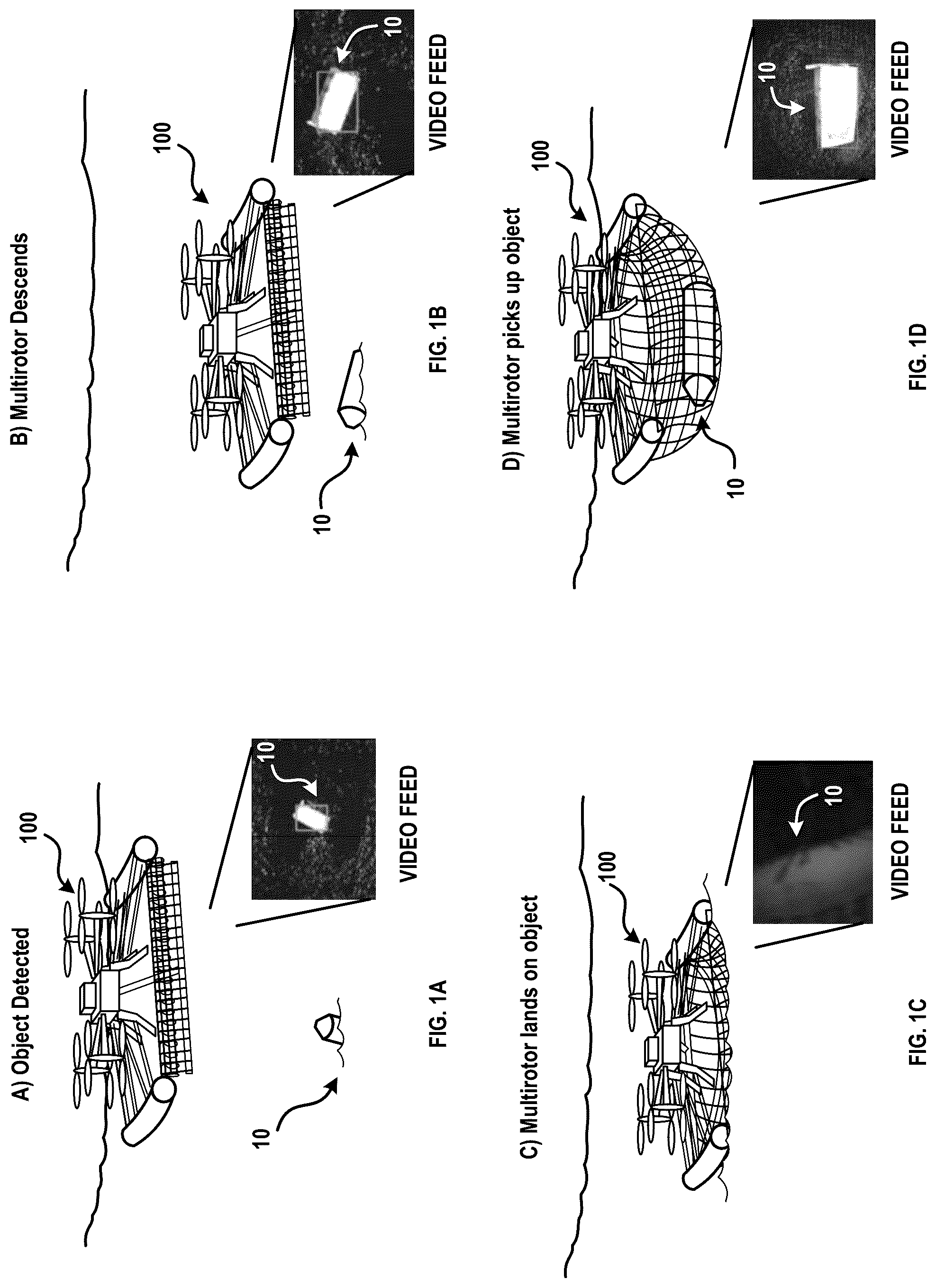Patent US12319427 — Systems and methods for autonomous vision-guided object collection from water surfaces with a customized multirotor — Figure 1