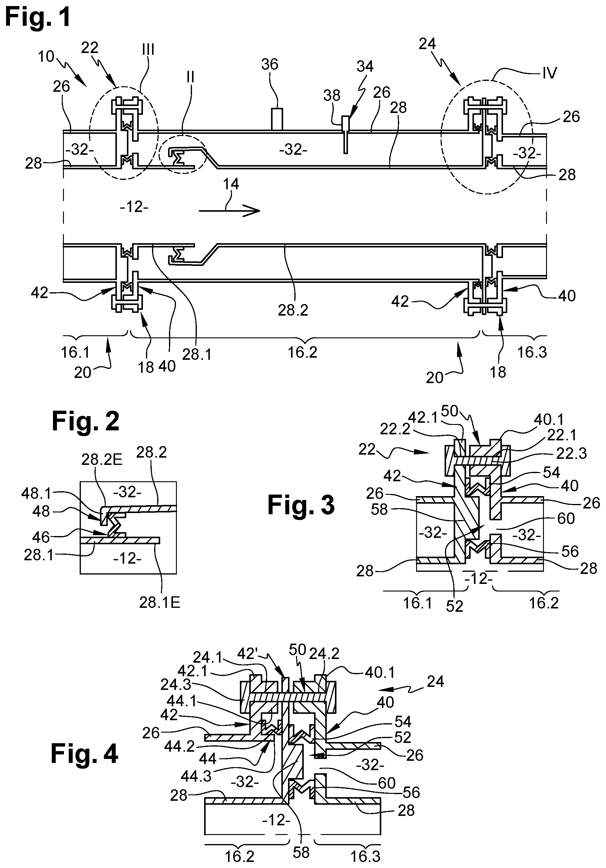Patent US12319429 — Double-wall hydrogen pipeline comprising at least one system for detecting a leak at at least one coupling system, and aircraft comprising at least one such pipeline — Figure 1