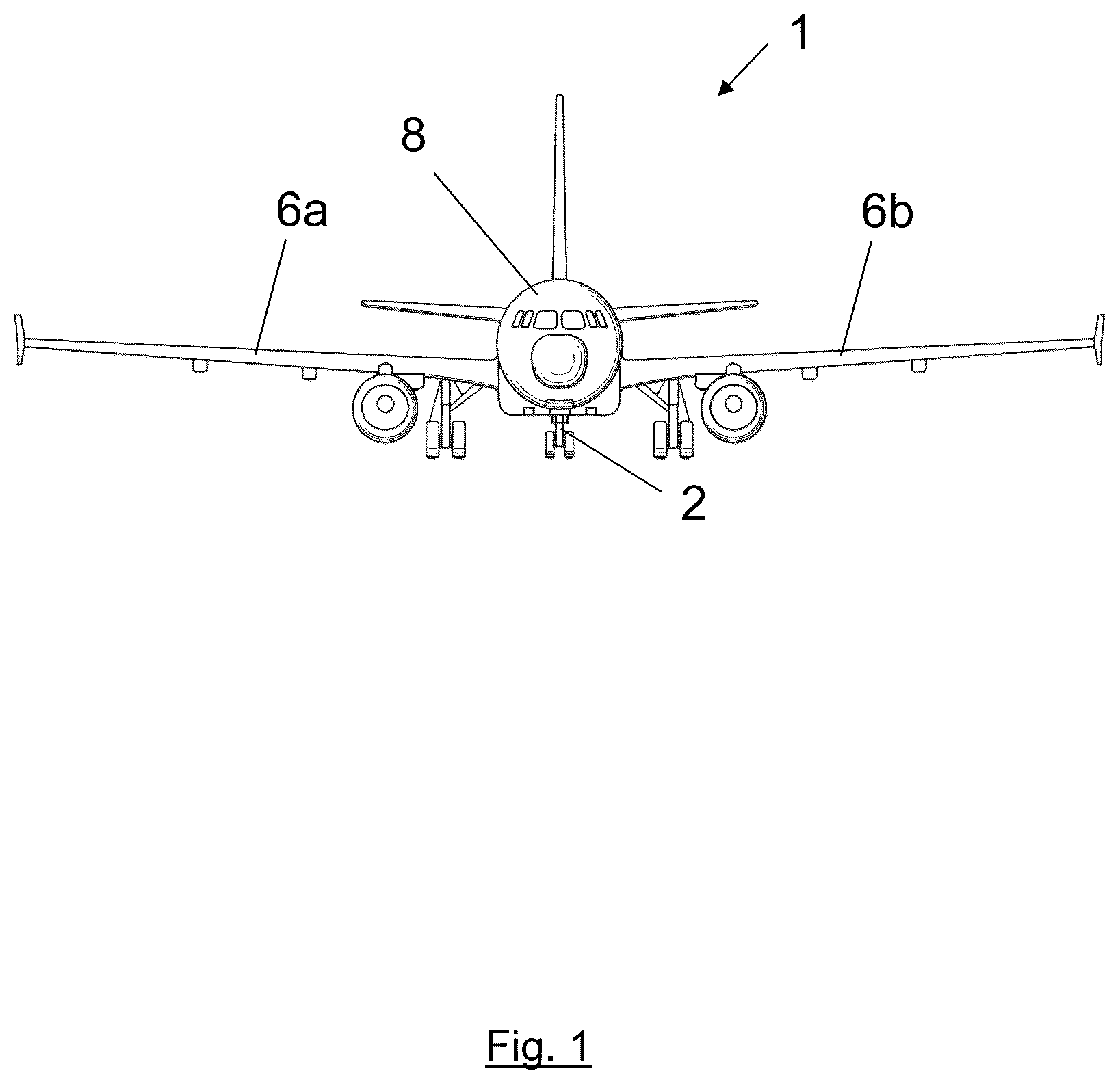 Patent US12319433 Figure 1 – Determining the steering angle of a landing gear assembly of an aircraft
