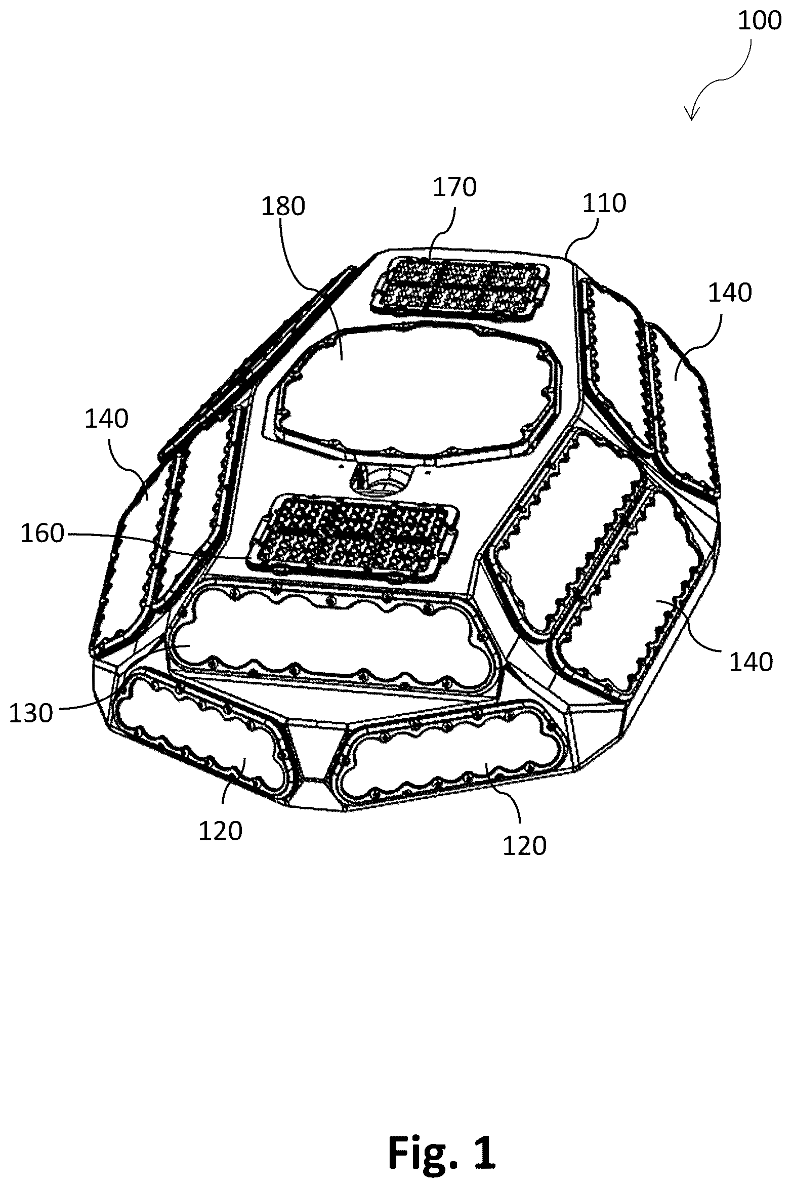 Patent US12319436 Figure 1 – Aircraft fuselage lighting pod