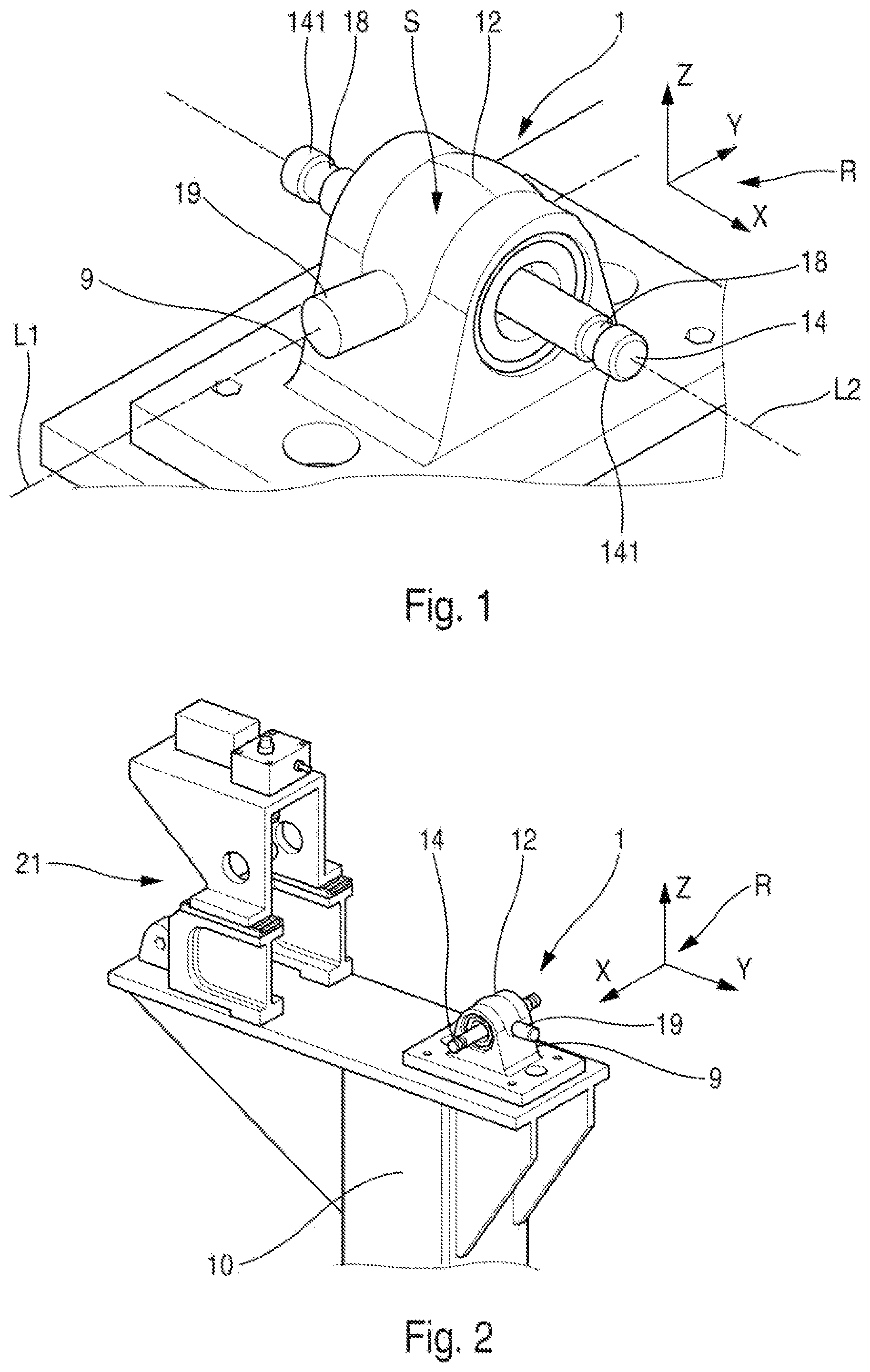 Patent US12319441 — Referential positioning device intended to position relative to each other at least one cabin floor grid and one side shell of an aircraft in order to assemble a fuselage barrel of the aircraft — Figure 1