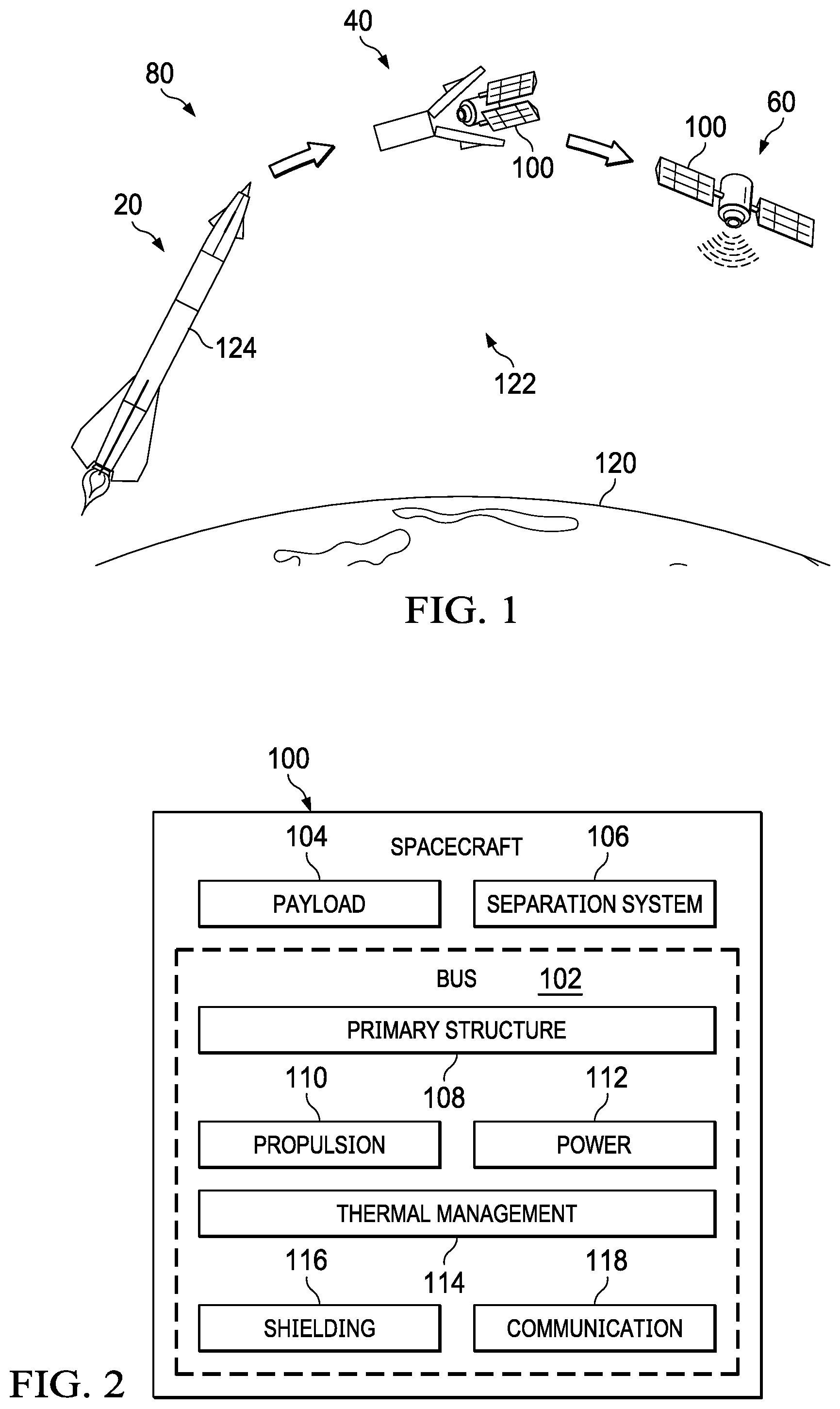 Patent US12319443 — Stacked satellite assemblies and related methods — Figure 1