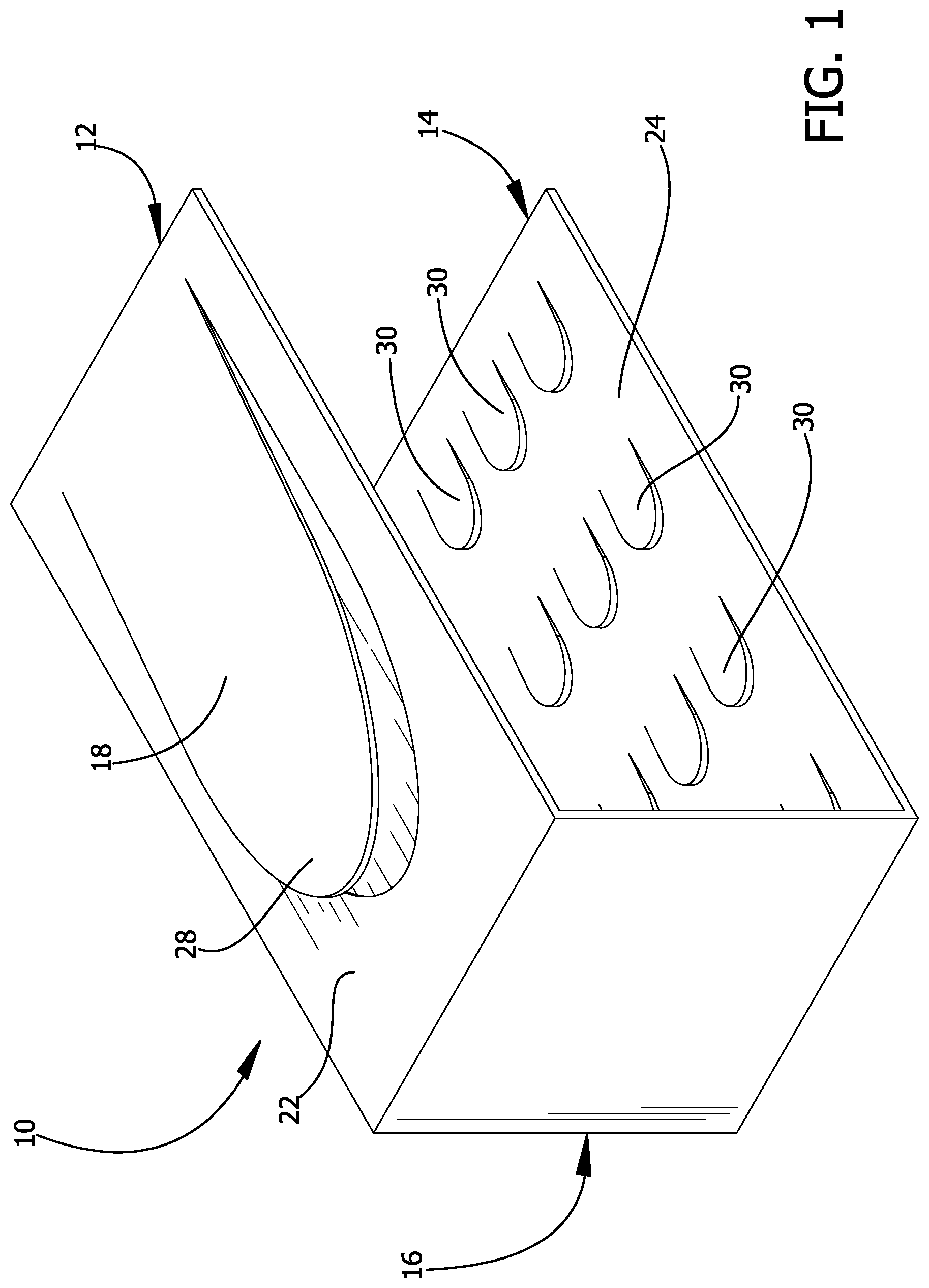 Patent US12319452 — Plastic wrap securing bracket — Figure 1