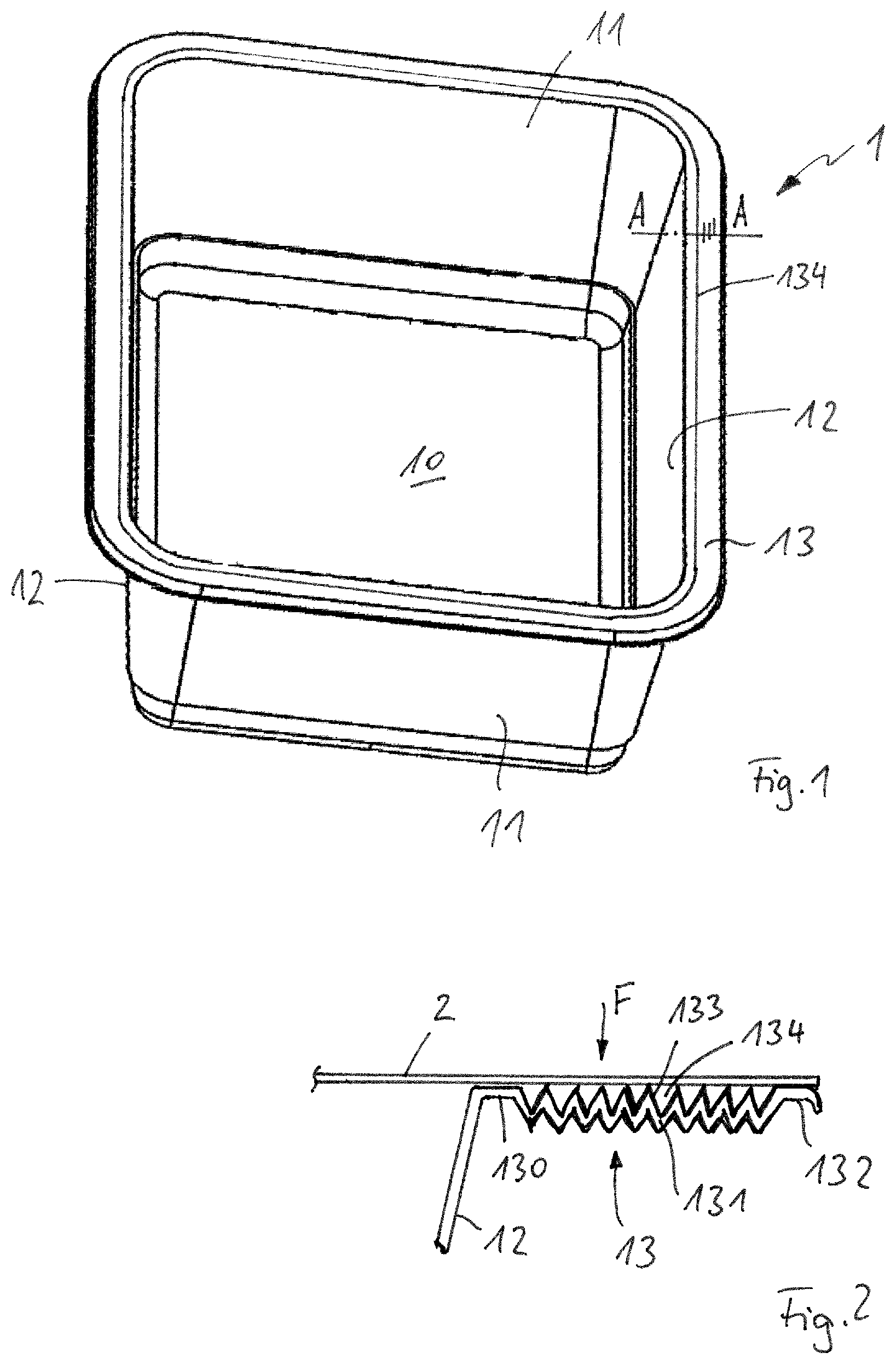 Patent US12319465 — Packaging tray with a profiled sealing edge — Figure 1