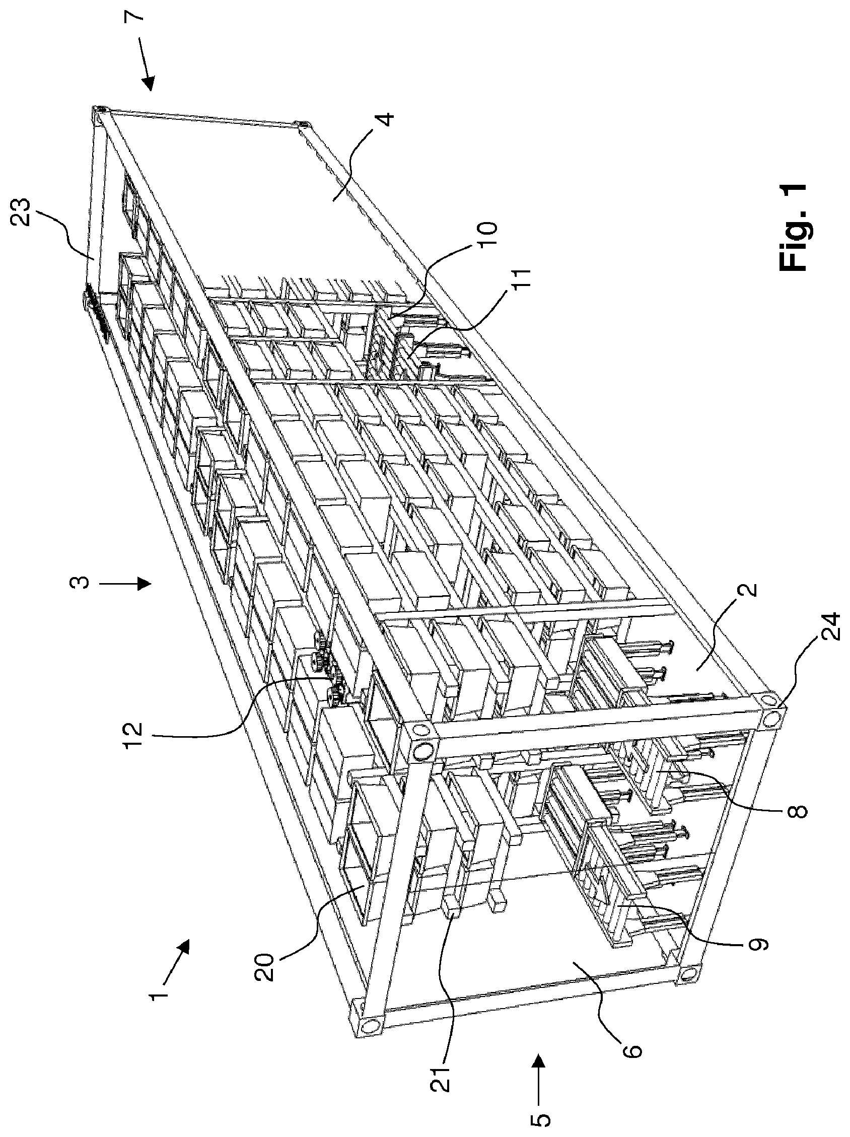 Patent US12319494 — Container structure and associated assembly, method and adjustment mechanism — Figure 1