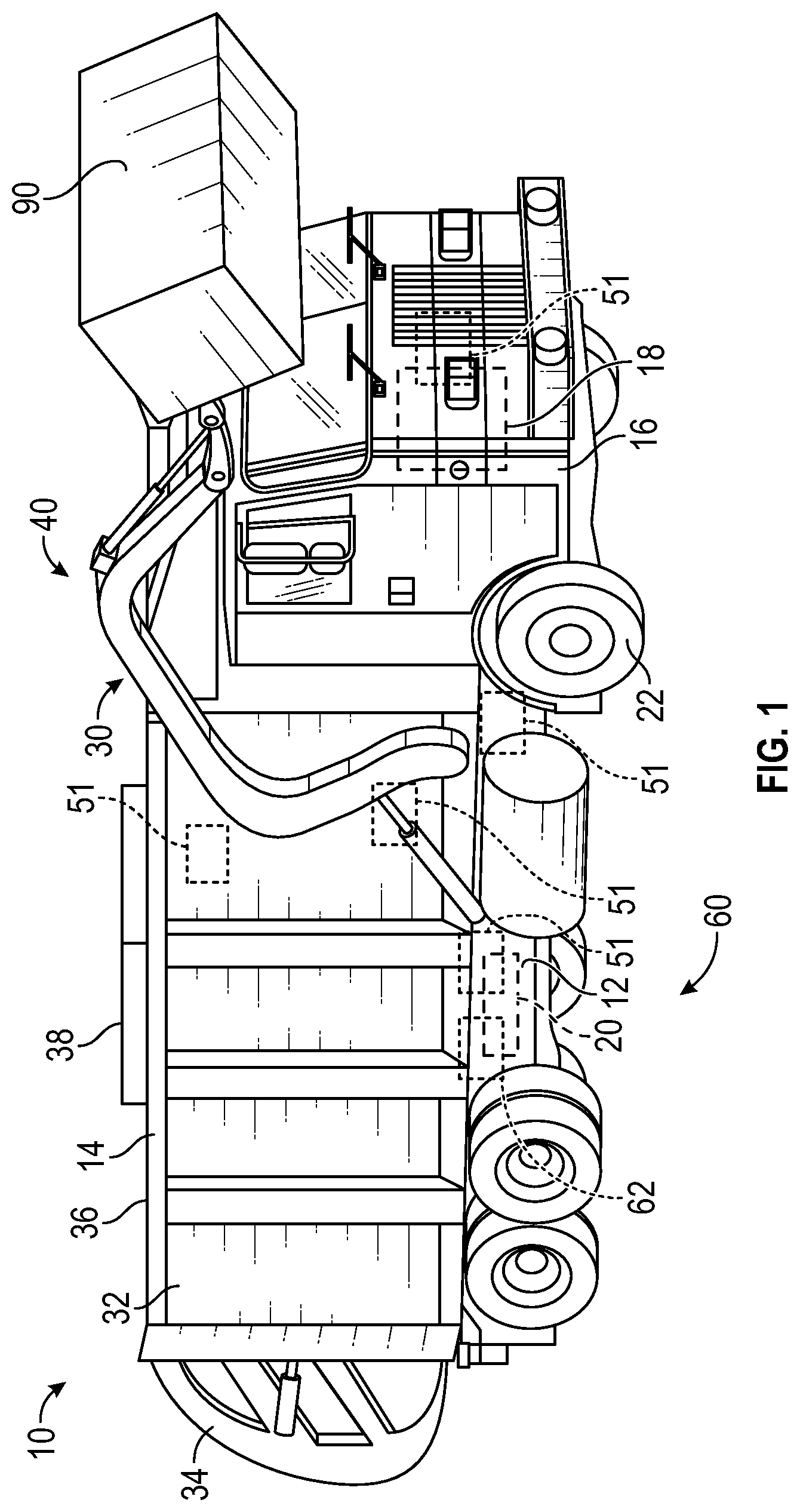 Patent US12319496 Figure 1 – Thermal stress mitigation system for electric refuse vehicle