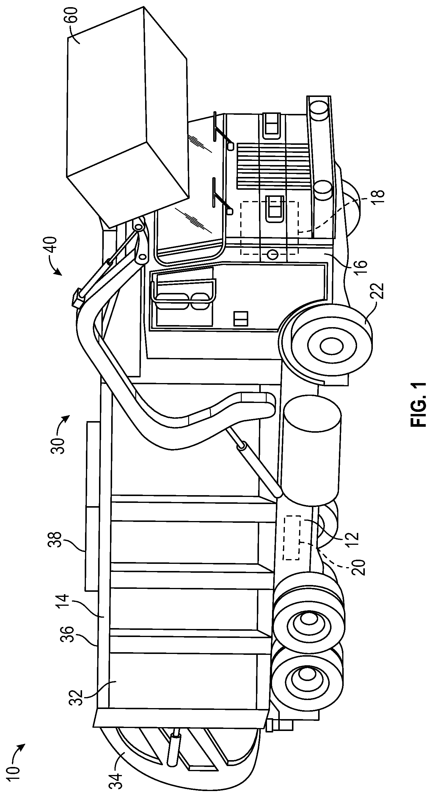 Patent US12319498 — Rear electric loader for electric refuse vehicle — Figure 1