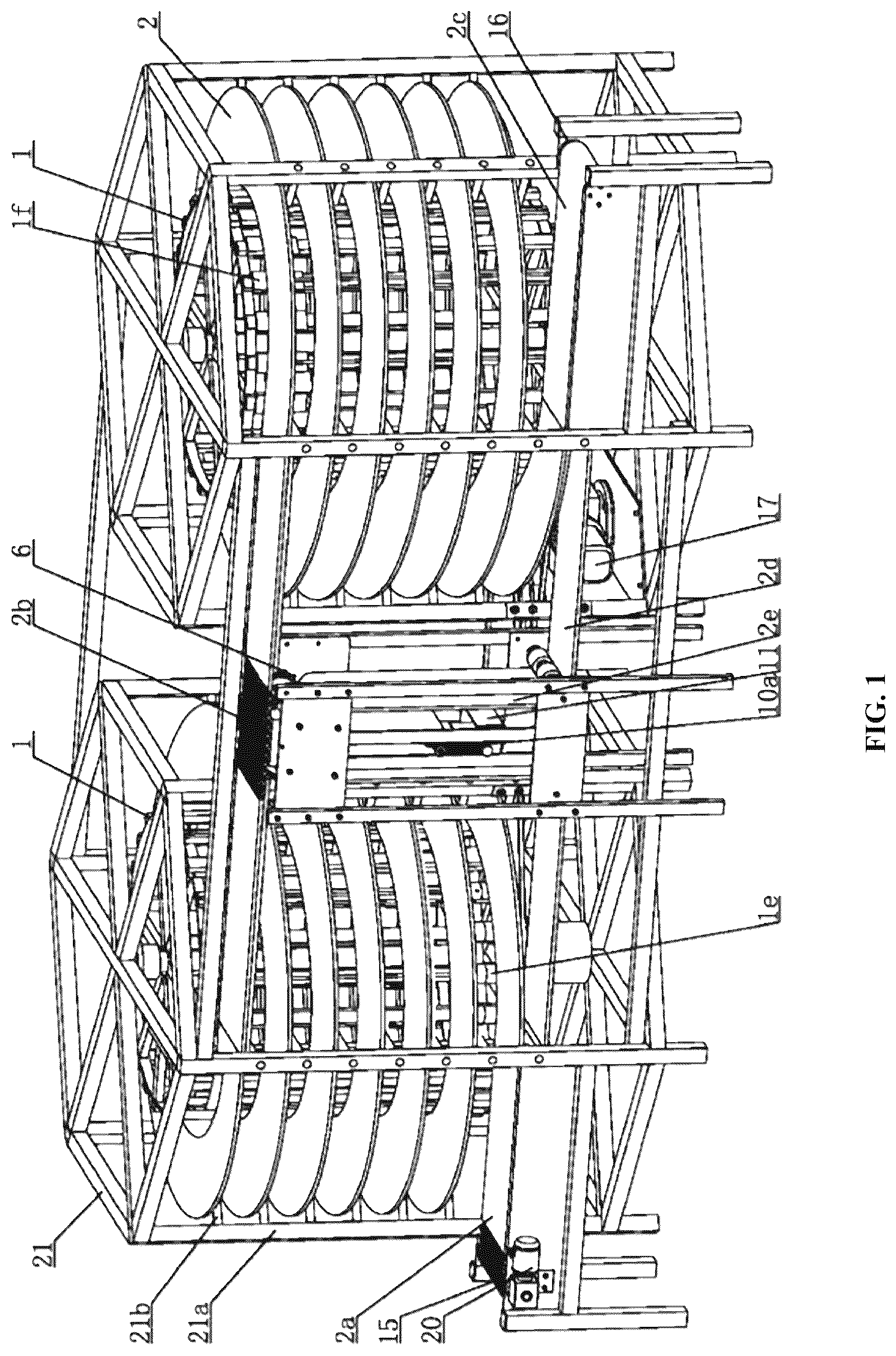 Patent US12319508 Figure 1 – Spiral conveyor