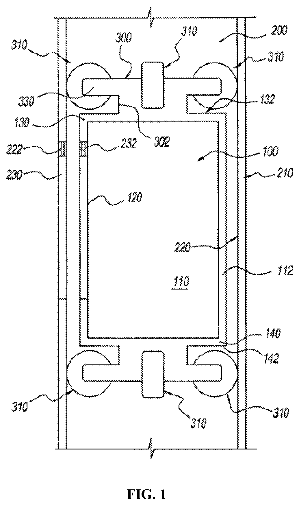 Patent US12319542 — Dynamic tractive drive for vertical transportation system — Figure 1