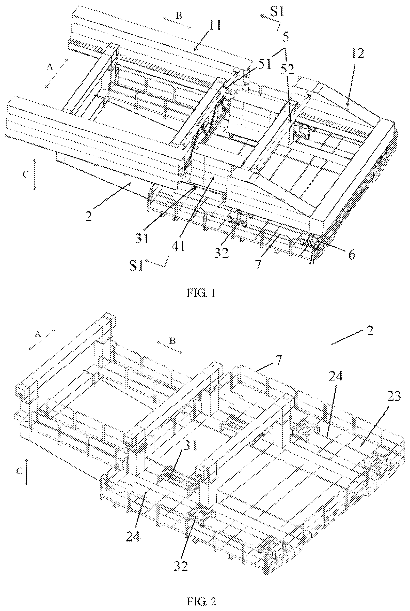 Patent US12319548 Figure 1 – Boom extension device for dockside container crane, and extension method for same