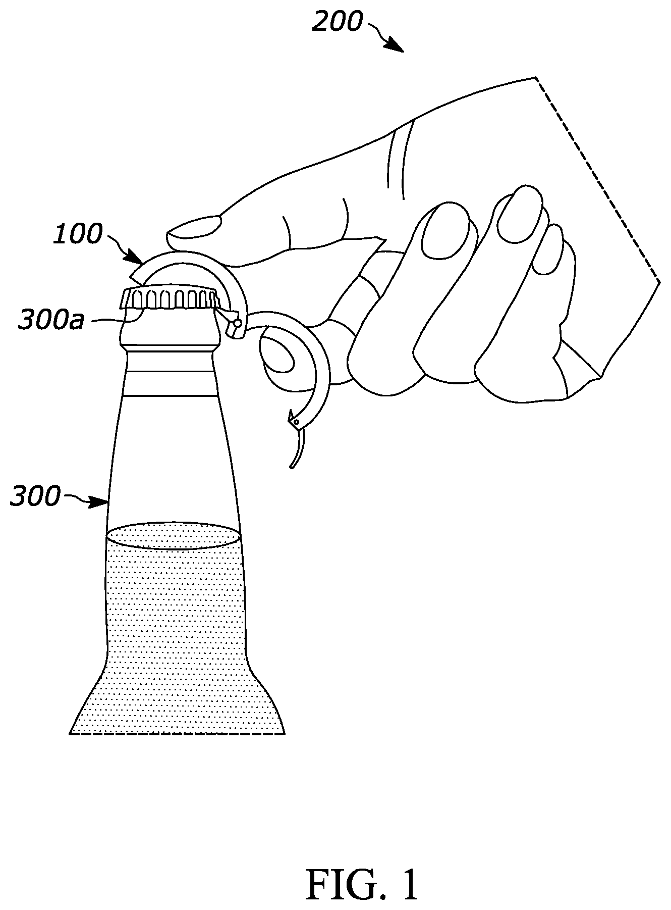 Patent US12319554 Figure 1 – Dual-purpose crown cap-removing and jewelry device