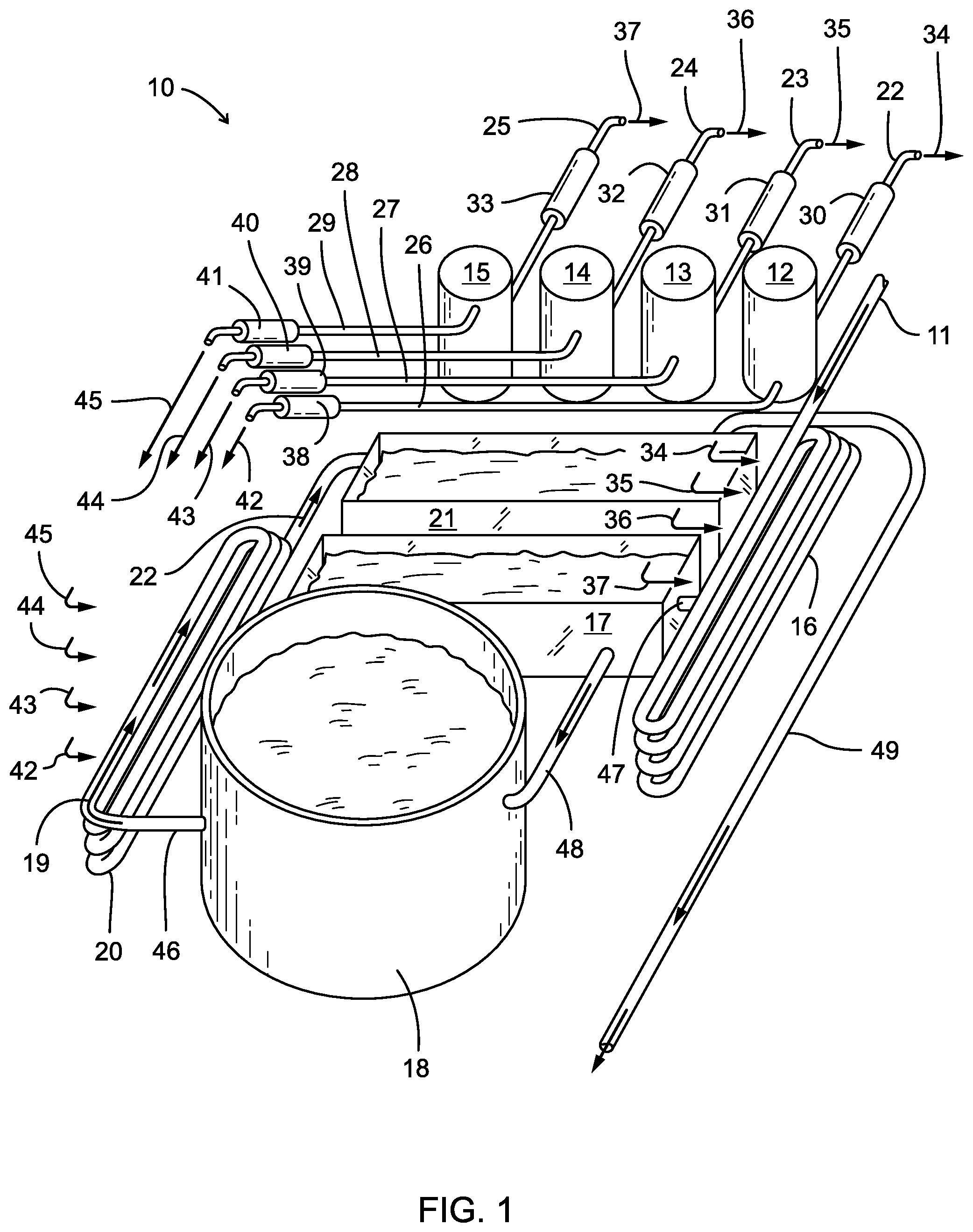 Patent US12319602 Figure 1 – Method and apparatus for treatment of an animal processing wastewater stream