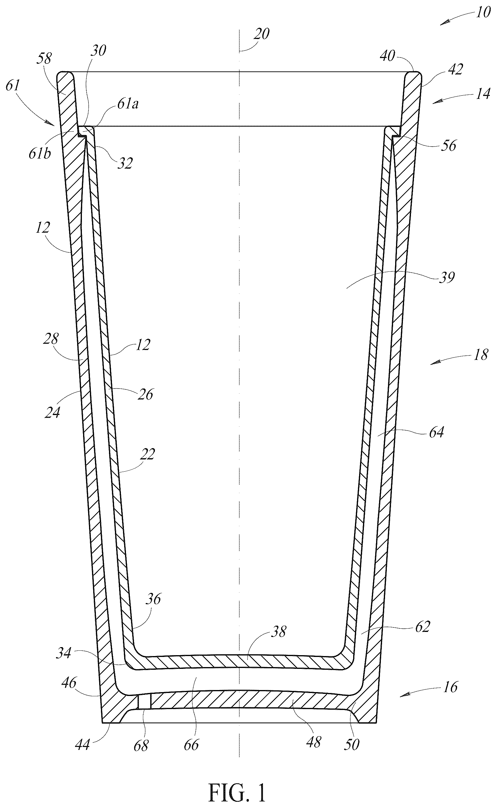 Patent US12319620 — Double-walled beverage container and method of forming the same — Figure 1