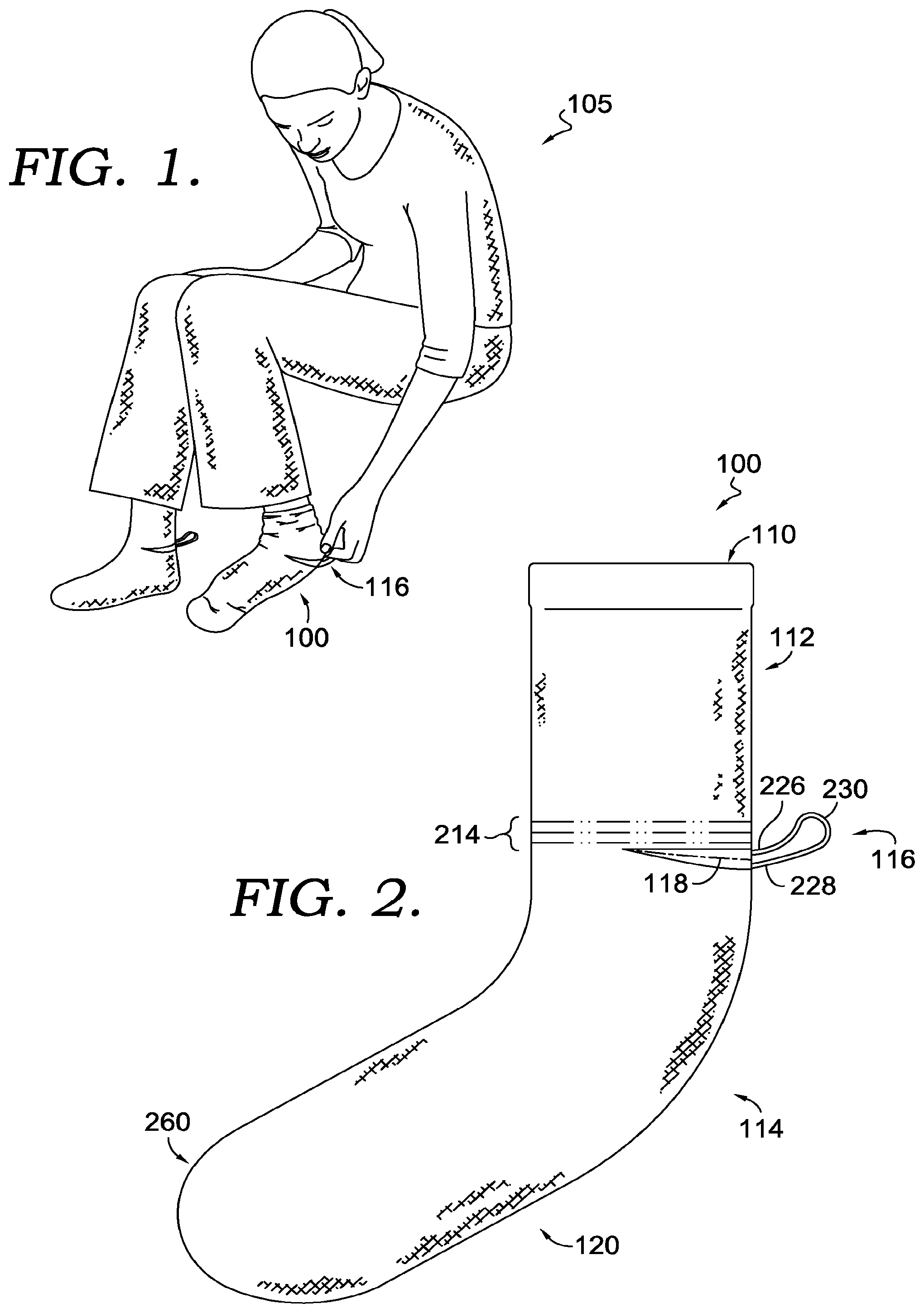 Patent US12320043 — Easy don and doff sock — Figure 1