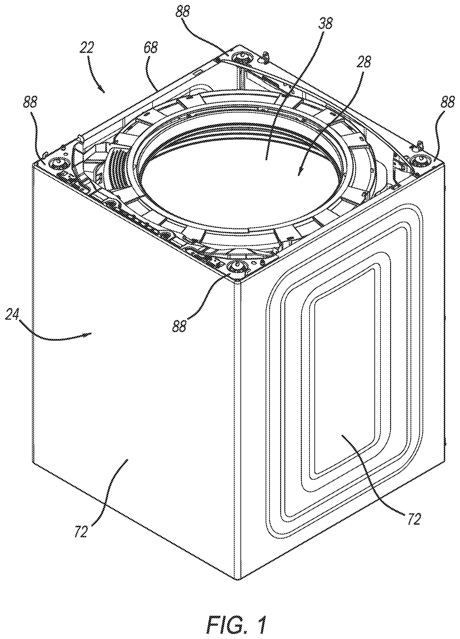 Patent US12320055 — Suspension mount for a top load washing machine — Figure 1