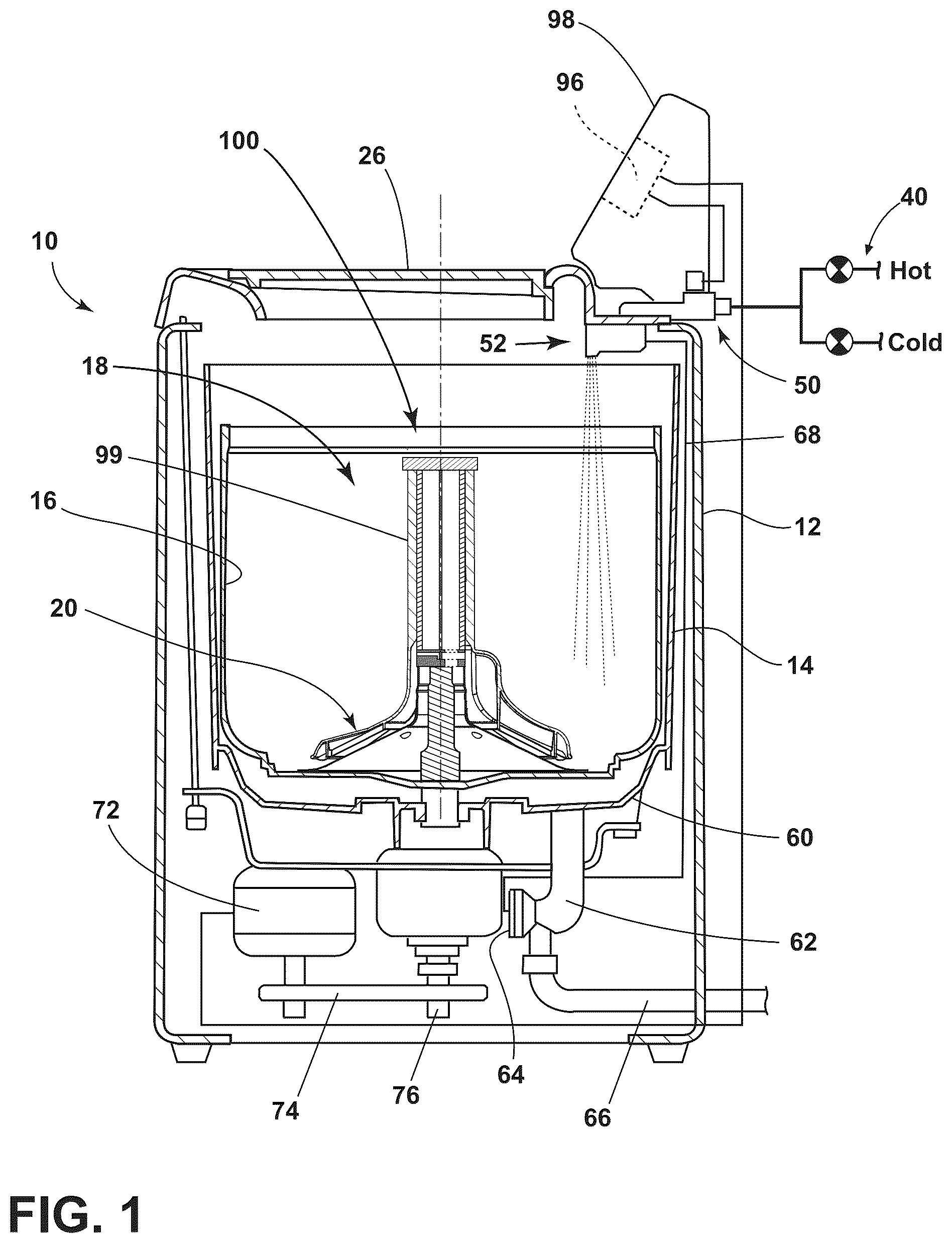 Patent US12320056 — Bulk dispenser for a laundry treating appliance — Figure 1