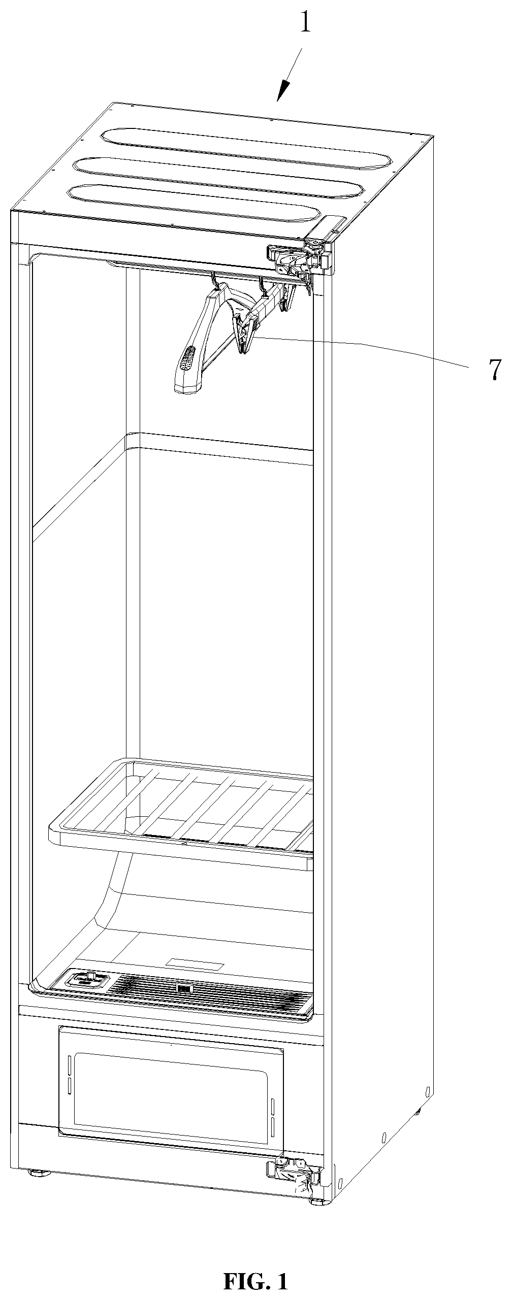 Patent US12320058 — Clothes shaking apparatus and clothes care device comprising same — Figure 1