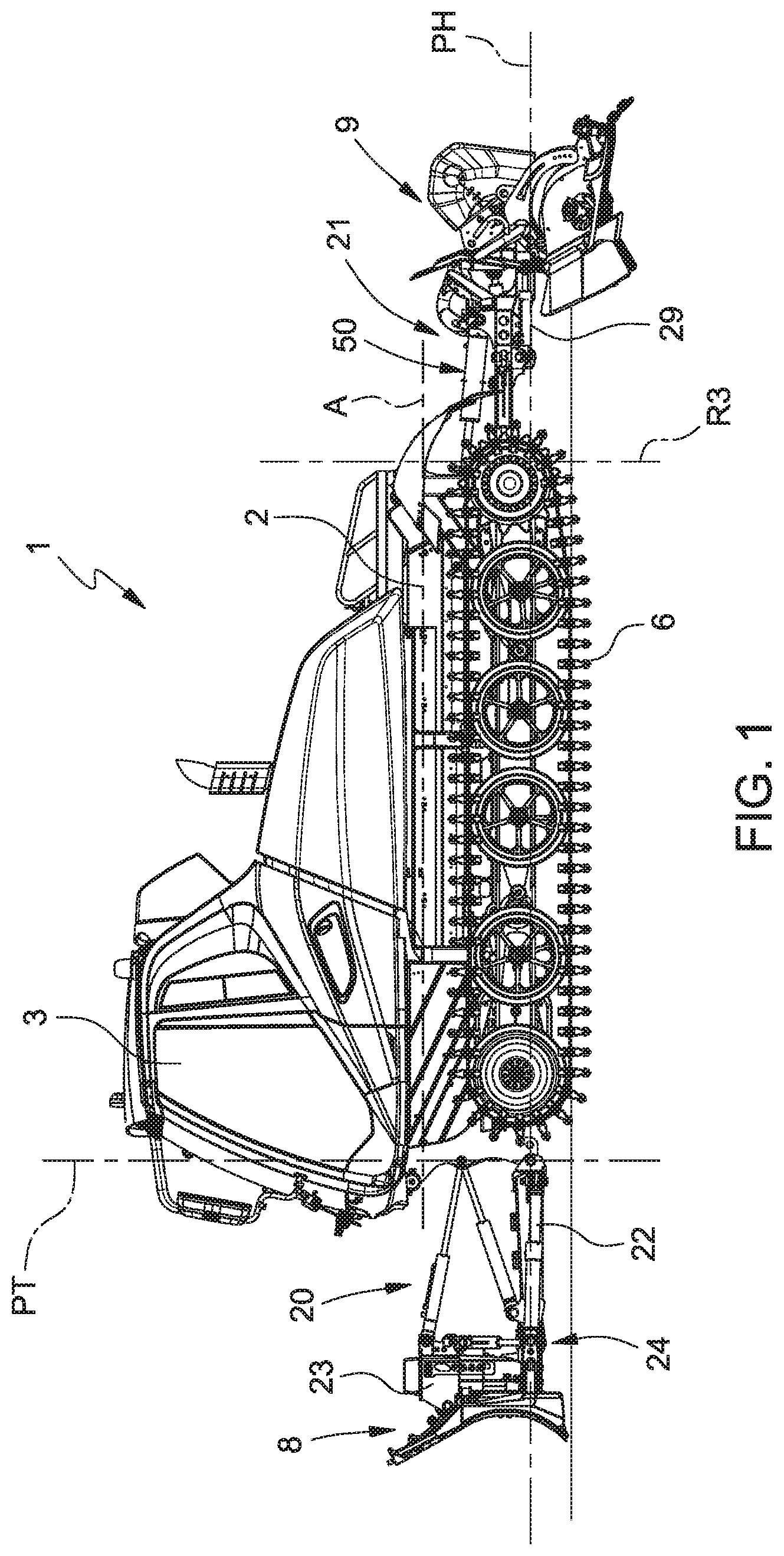 Patent US12320085 — Snow groomer vehicle with automated functions and method for controlling a snow groomer vehicle — Figure 1