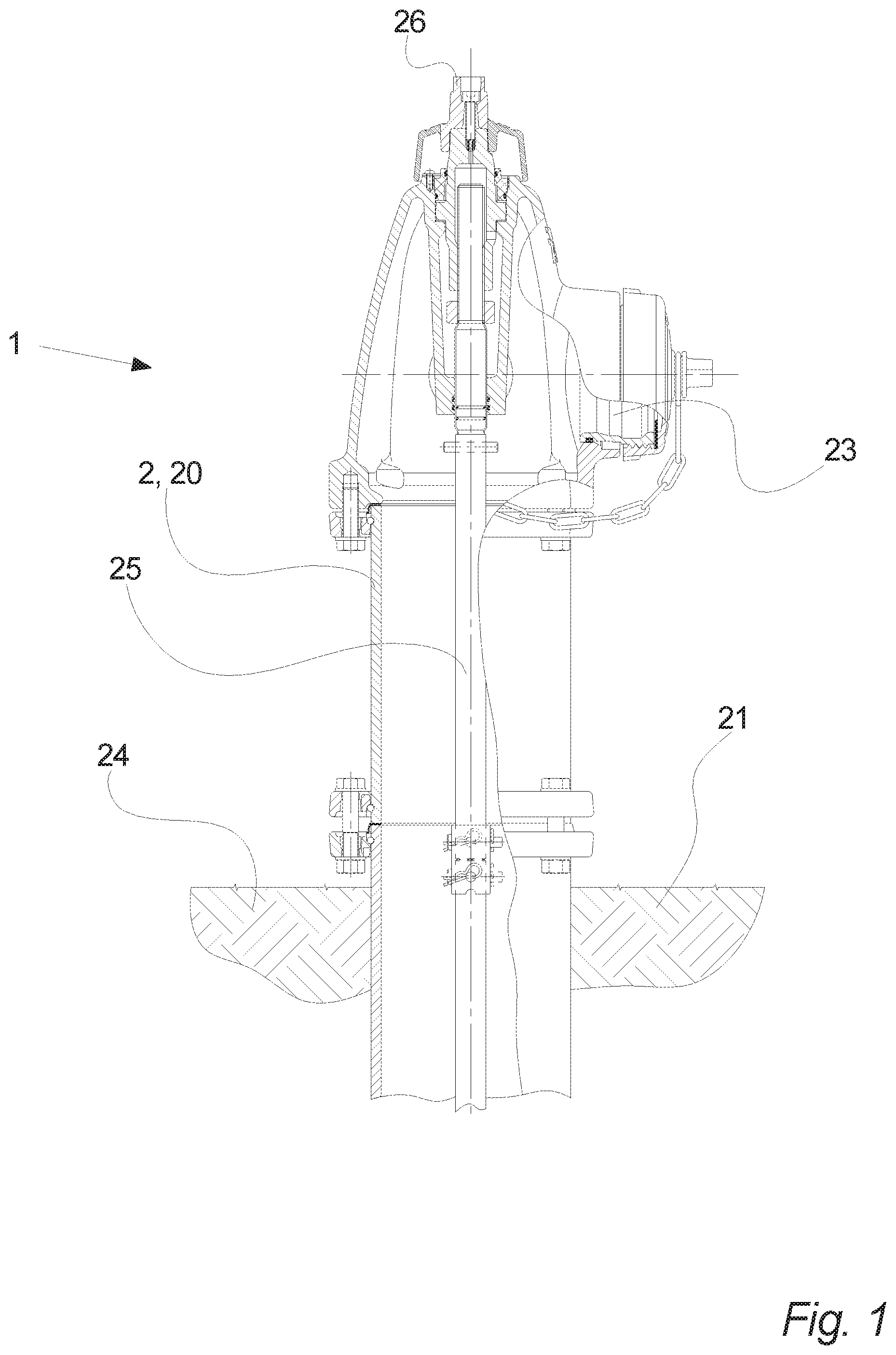 Patent US12320103 — Hydrant comprising a hydrant housing and a valve seat and a method for mounting a valve seat in a hydrant — Figure 1