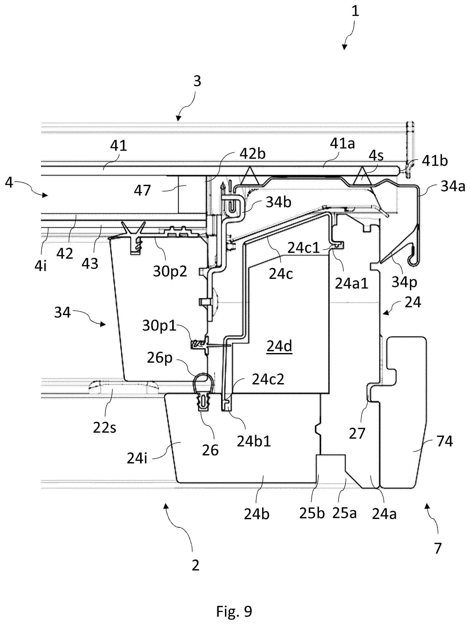 Patent US12320119 Figure 9 – Roof window comprising a sash with profile elements and method of manufacturing a roof window