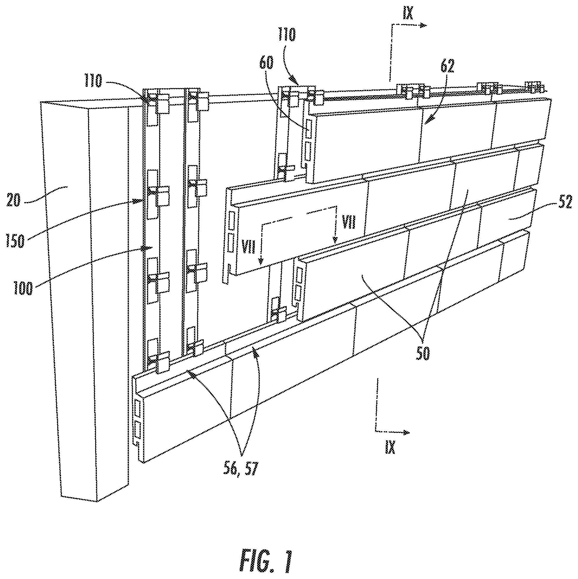 Patent US12320129 — Coupling system for mounting tiles to a building — Figure 1