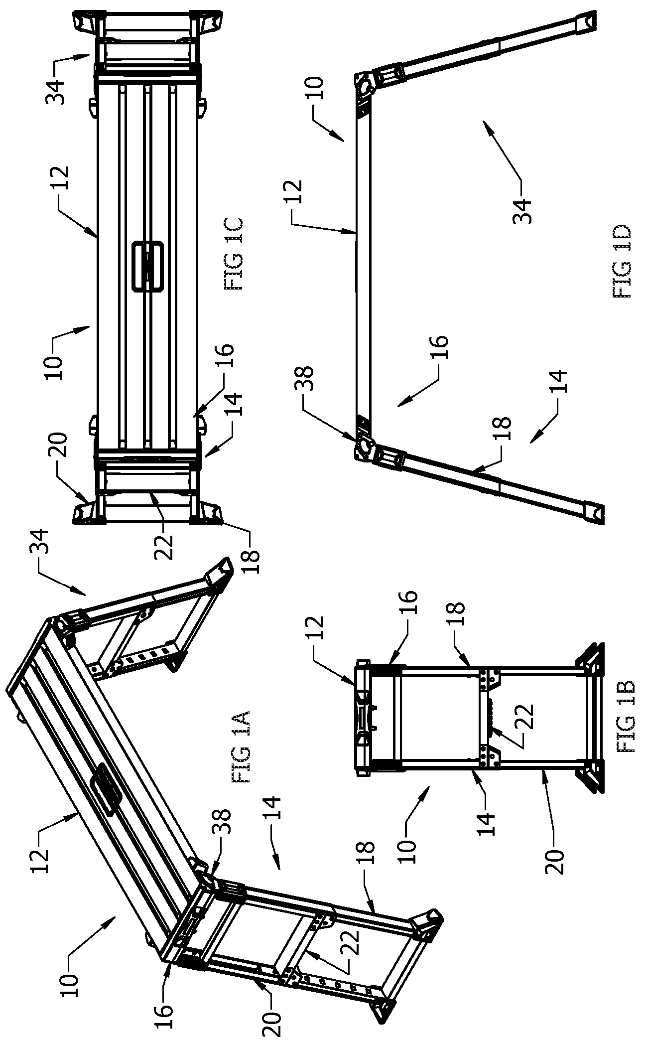 Patent US12320133 — Stairway work platform and method — Figure 1