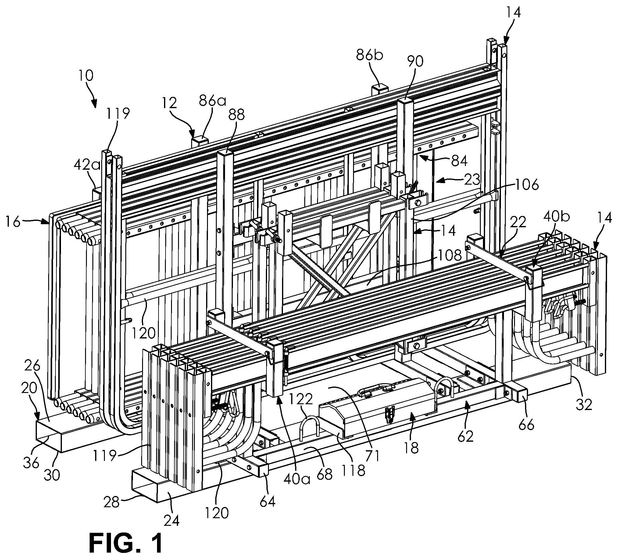 Patent US12320135 — Rack apparatus — Figure 1