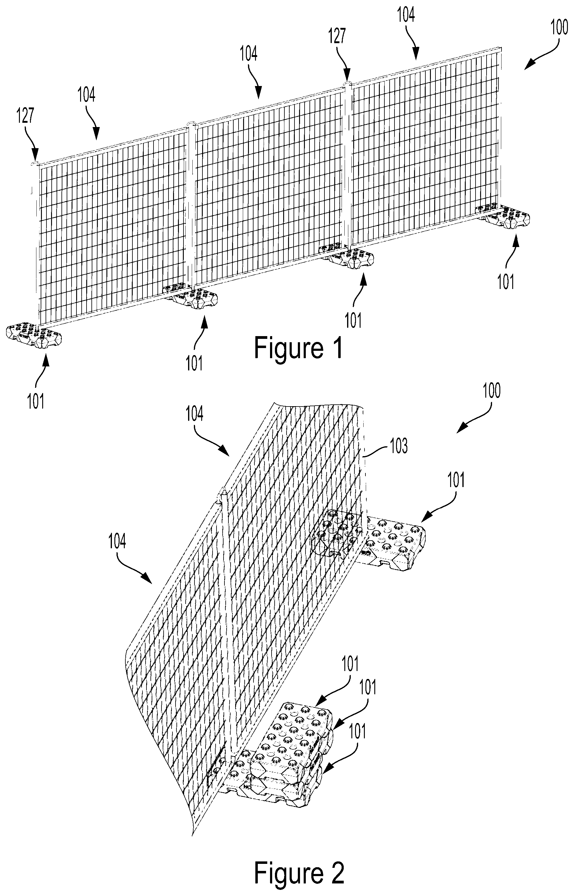 Patent US12320141 — Temporary barrier fencing — Figure 1