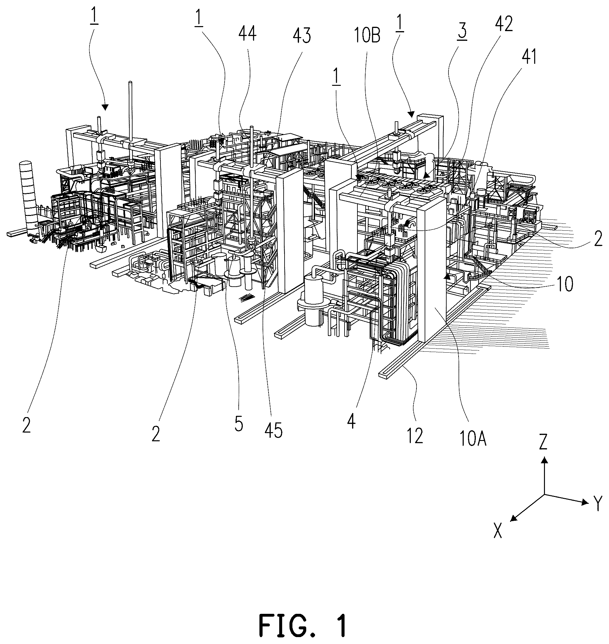 Patent US12320145 — Plant construction method — Figure 1