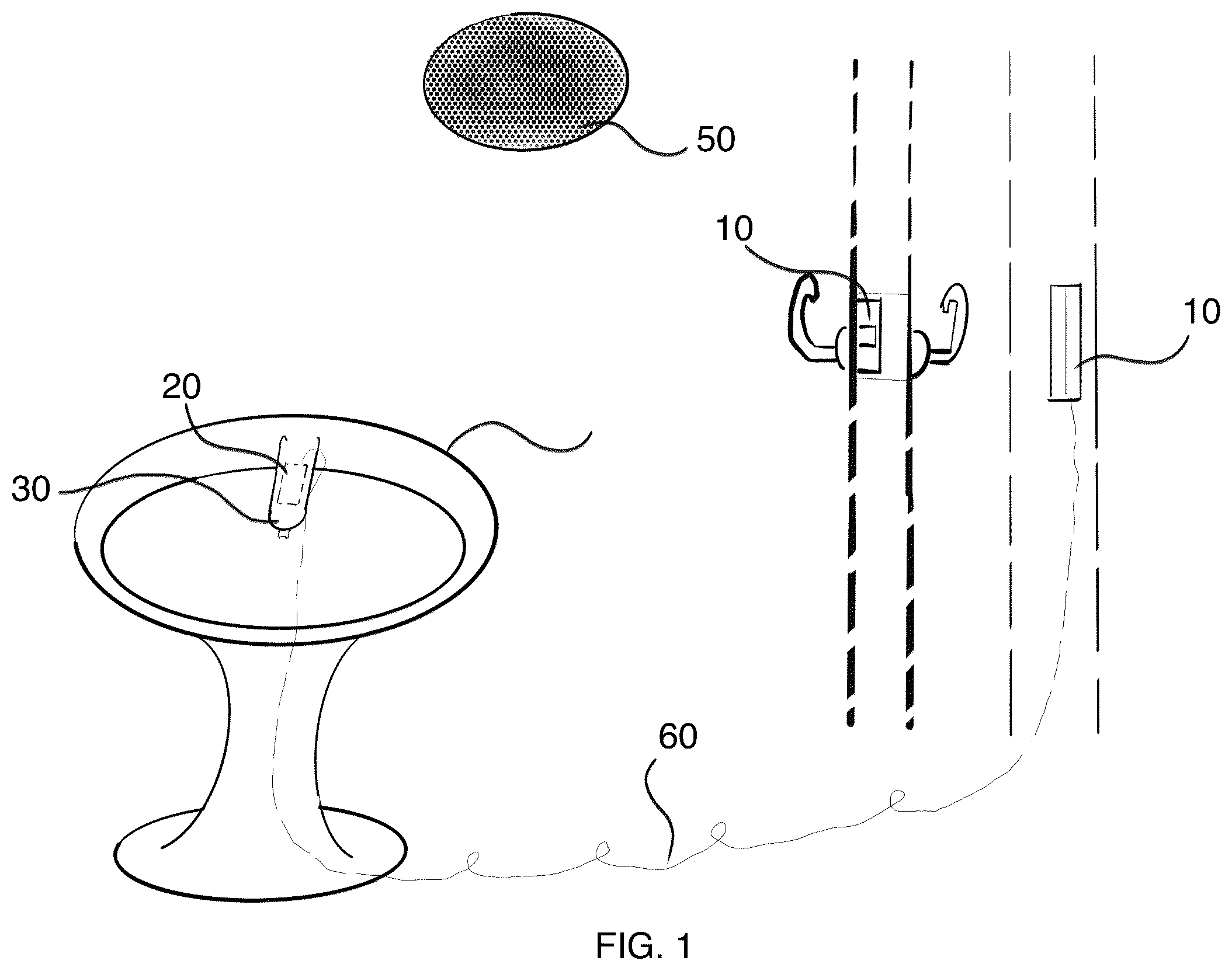 Patent US12320158 — Method of securing a bathroom door with a lock informed by use of the bathroom sink — Figure 1