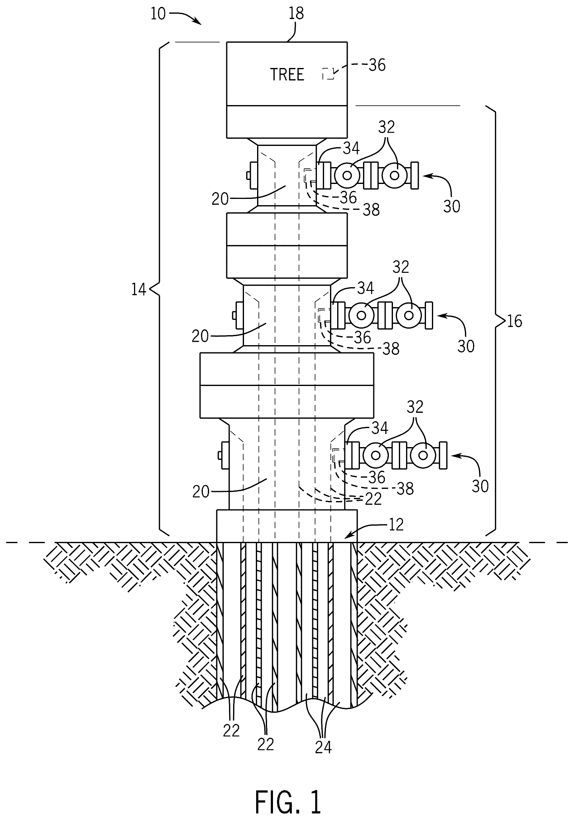 Patent US12320221 Figure 1 – Wellhead assembly monitoring sensor and method