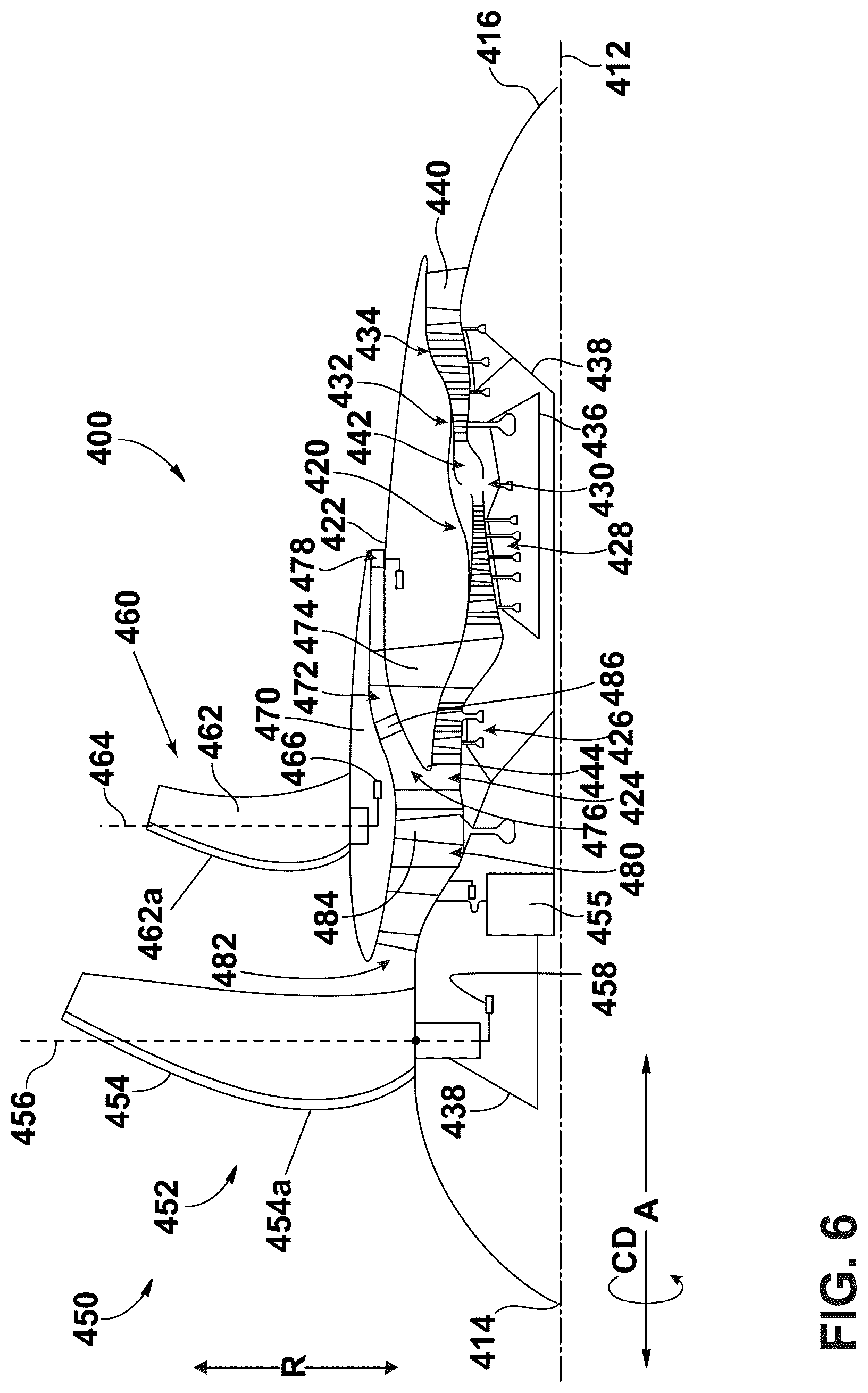 Patent US12320273 Figure 6 – Turbine engine with composite airfoils