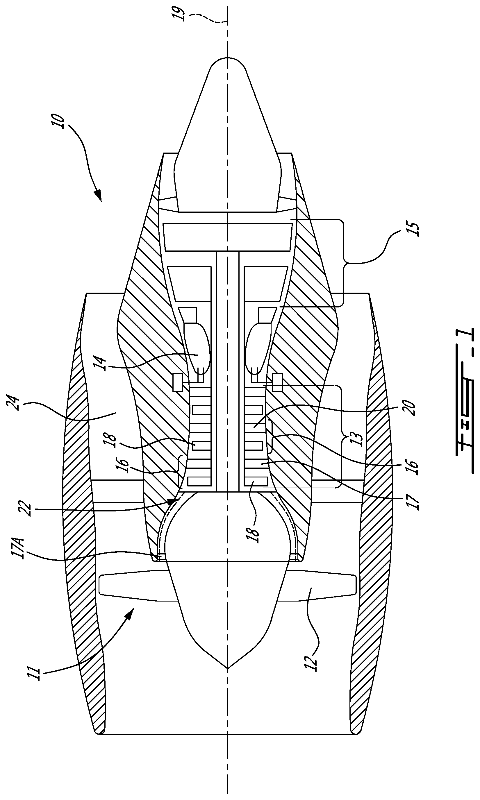 Patent US12320274 — Compressor stator with leading edge fillet — Figure 1