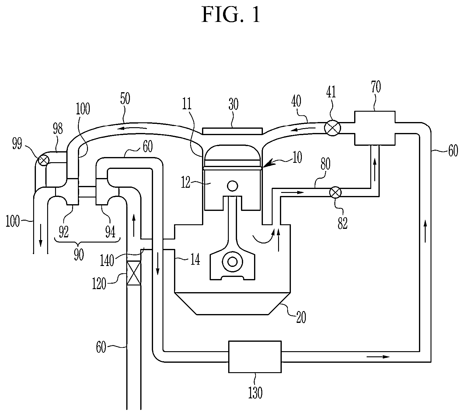 Patent US12320280 — Apparatus and method of diagnosing a blow-by gas recirculation system — Figure 1