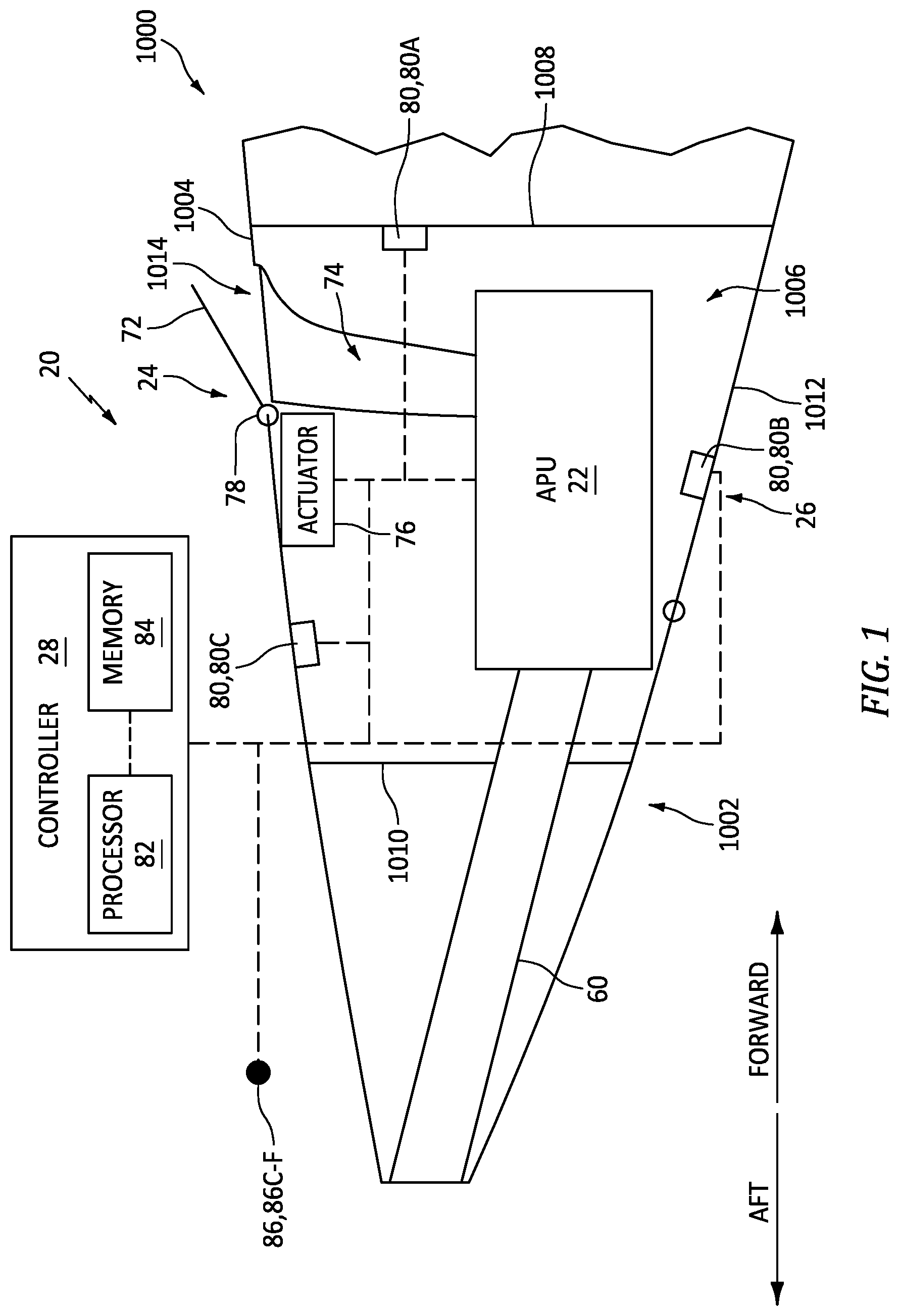 Patent US12320296 — Aircraft engine assembly for controlling engine oil flow during fire conditions and method for using same — Figure 1