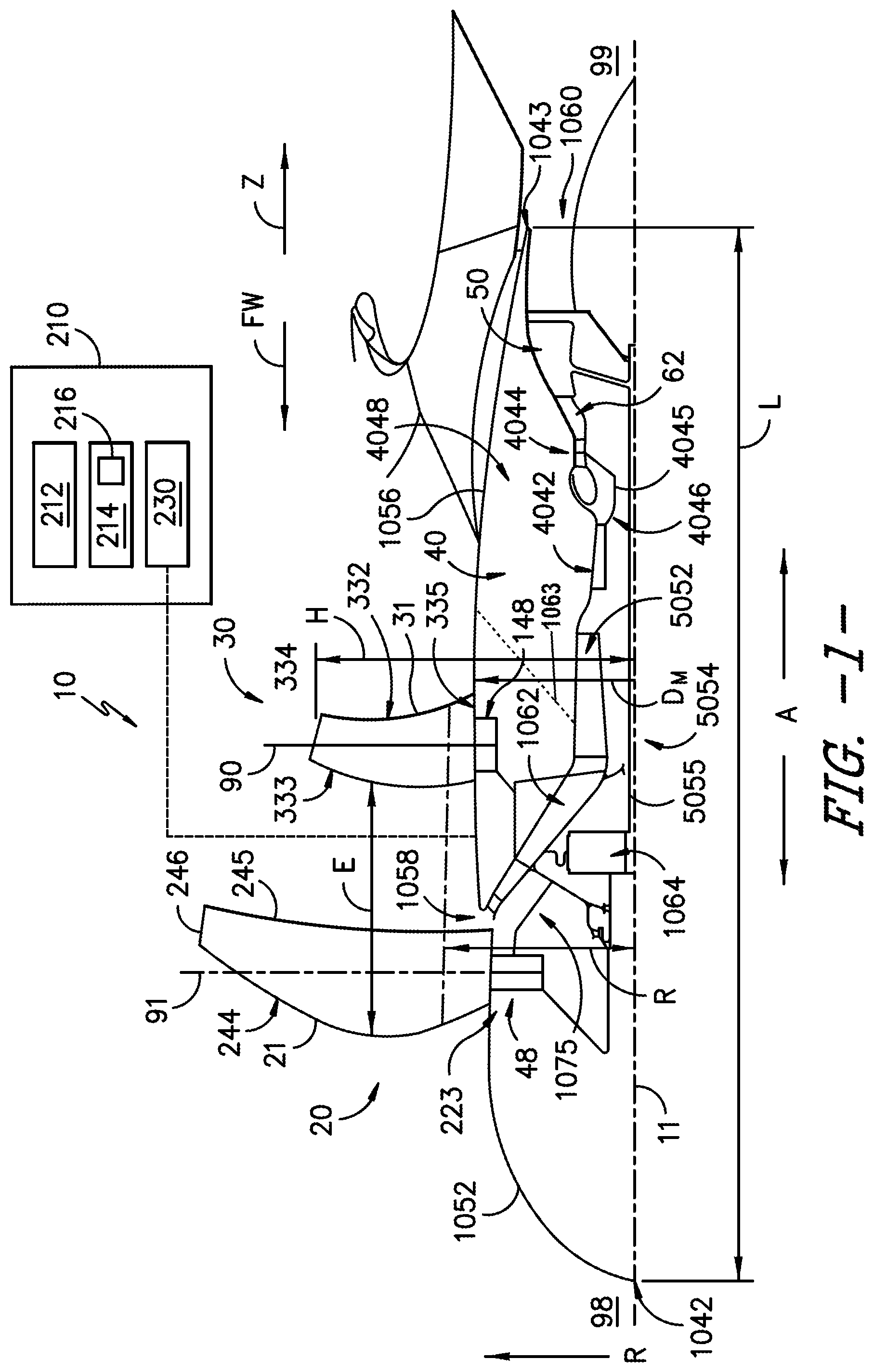 Patent US12320315 — Unducted single rotor engine and method for operation — Figure 1