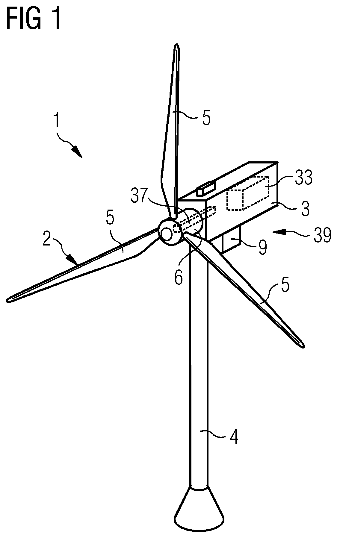 Patent US12320330 — Method for producing a wind turbine, a method for demounting a module, a nacelle structure and a wind turbine — Figure 1