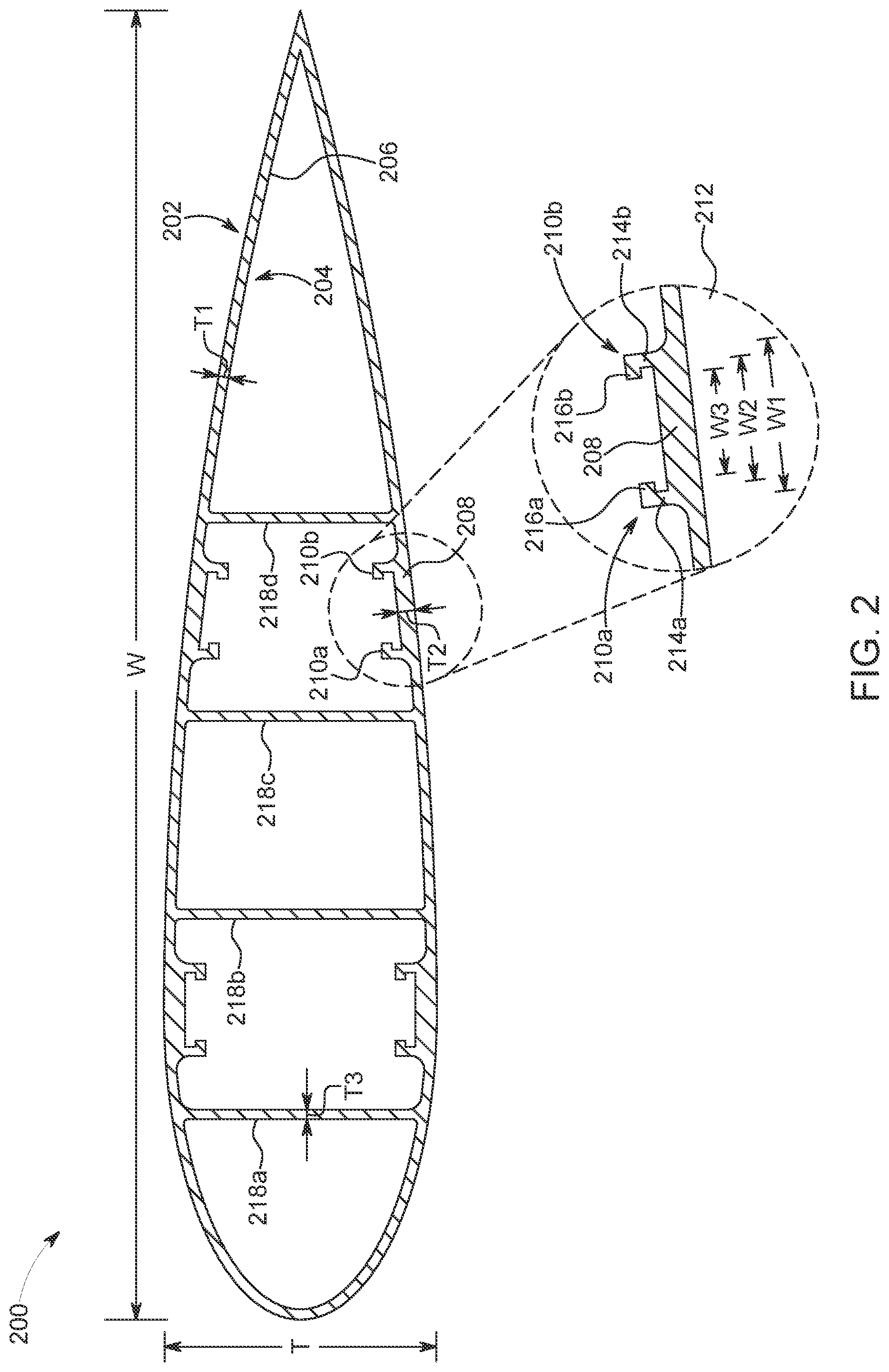 Patent US12320332 Figure 2 – Vertical axis wind turbine with variable thickness blade