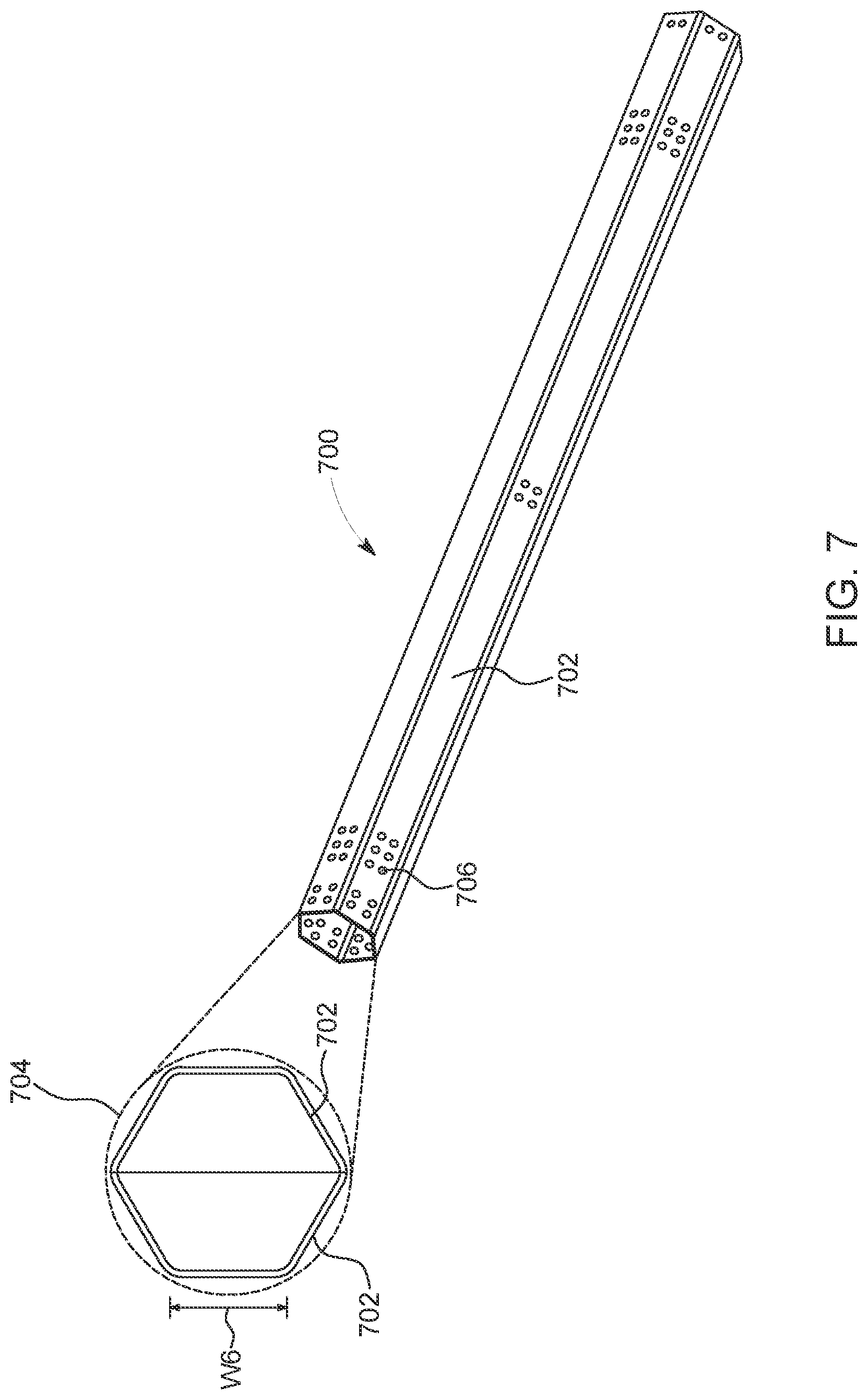 Patent US12320332 Figure 7 – Vertical axis wind turbine with variable thickness blade