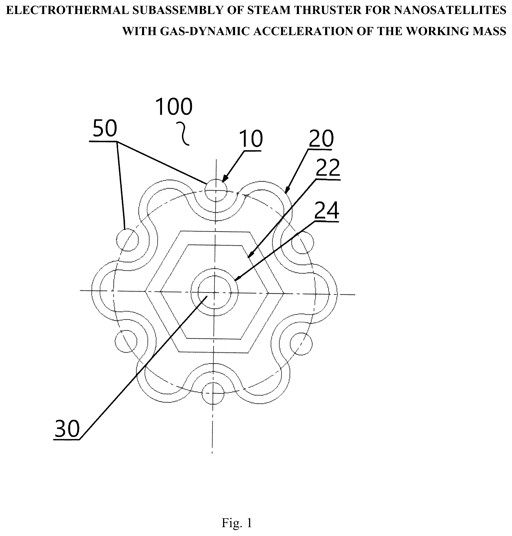 Patent US12320340 — Electrothermal subassembly of steam thruster for nanosatellites — Figure 1