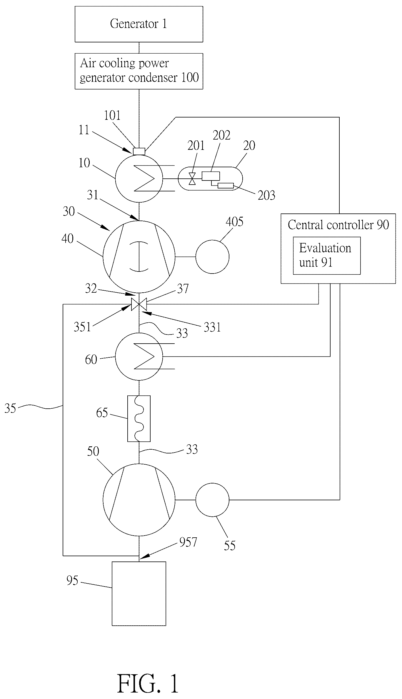 Patent US12320353 — Vacuum system having condenser and root vacuum pump set — Figure 1