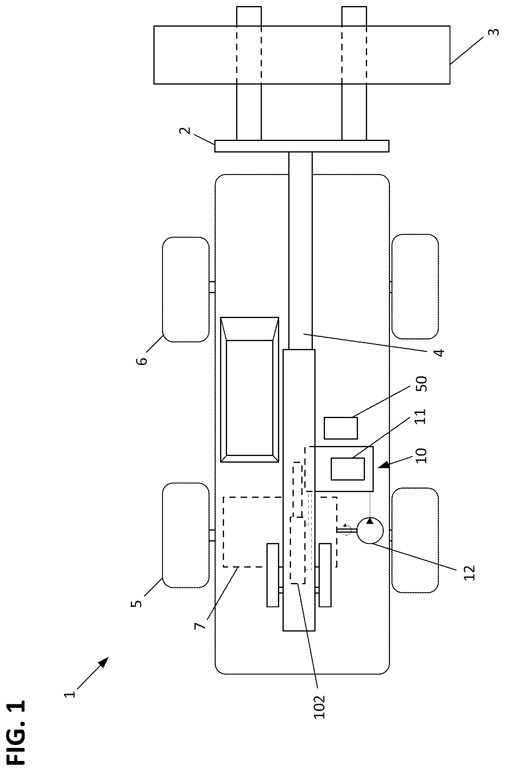 Patent US12320368 — Ride control for work machines — Figure 1