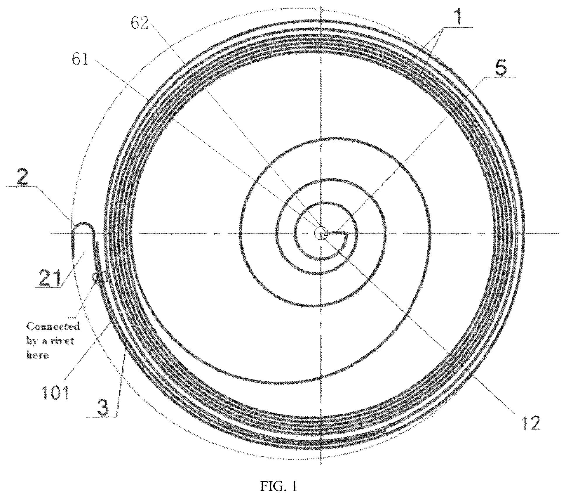 Patent US12320401 — Reinforced coil spring of a hose reel — Figure 1