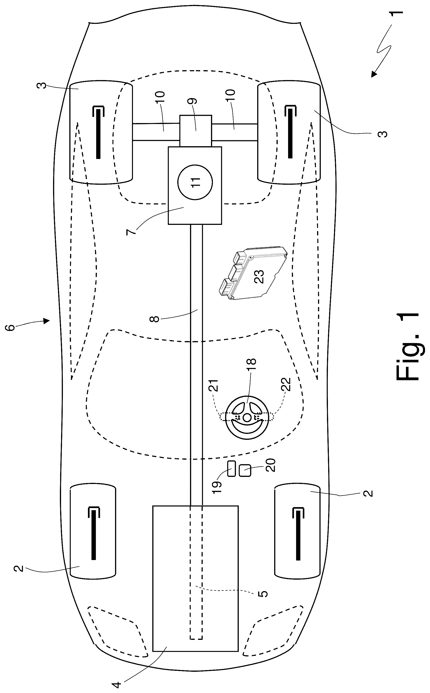 Patent US12320421 — Control method for carrying out a gear shift in a transmission provided with a clutch gearbox — Figure 1