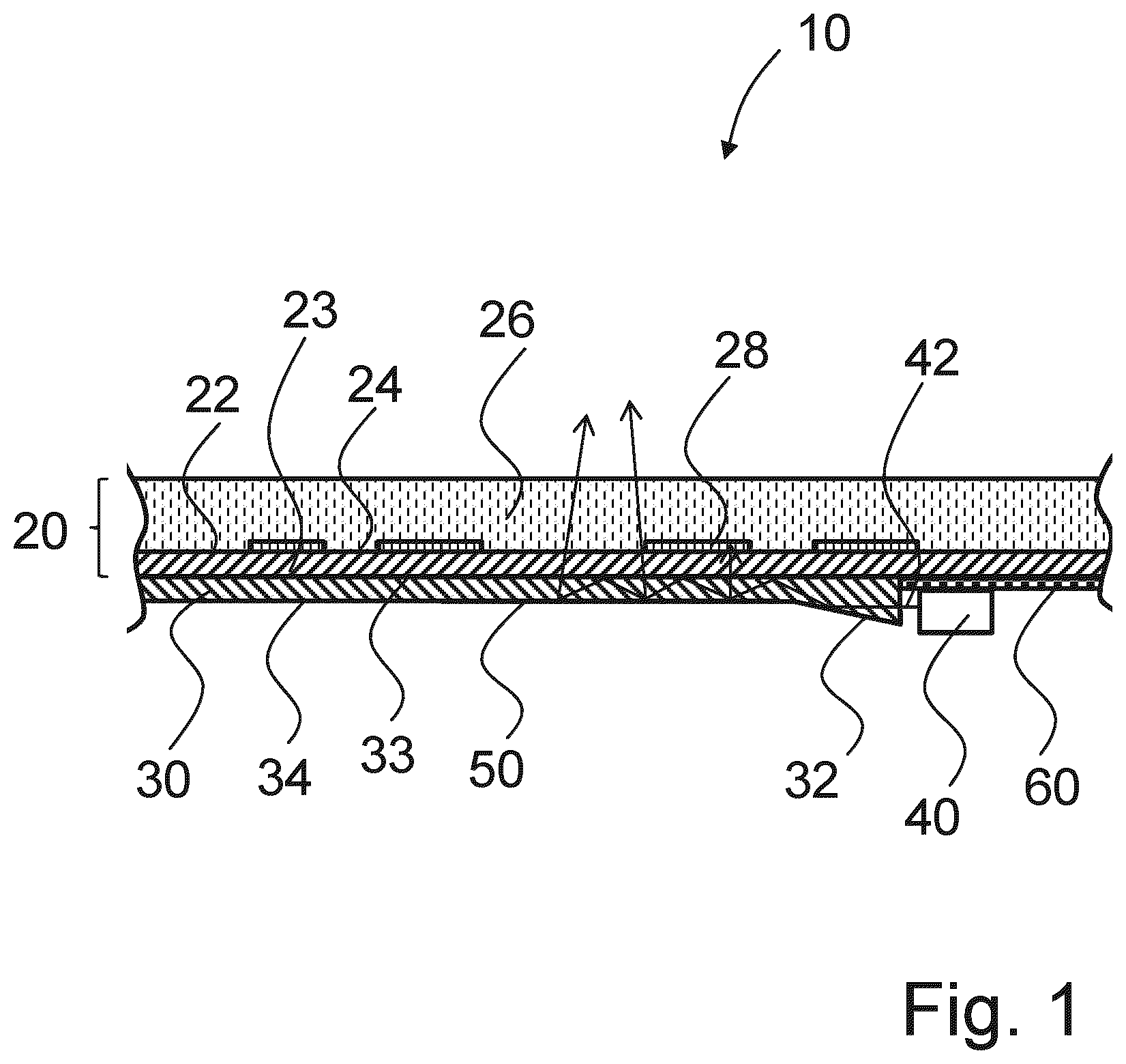 Patent US12320482 — Lighting component, transportation device and method for producing a lighting component — Figure 1