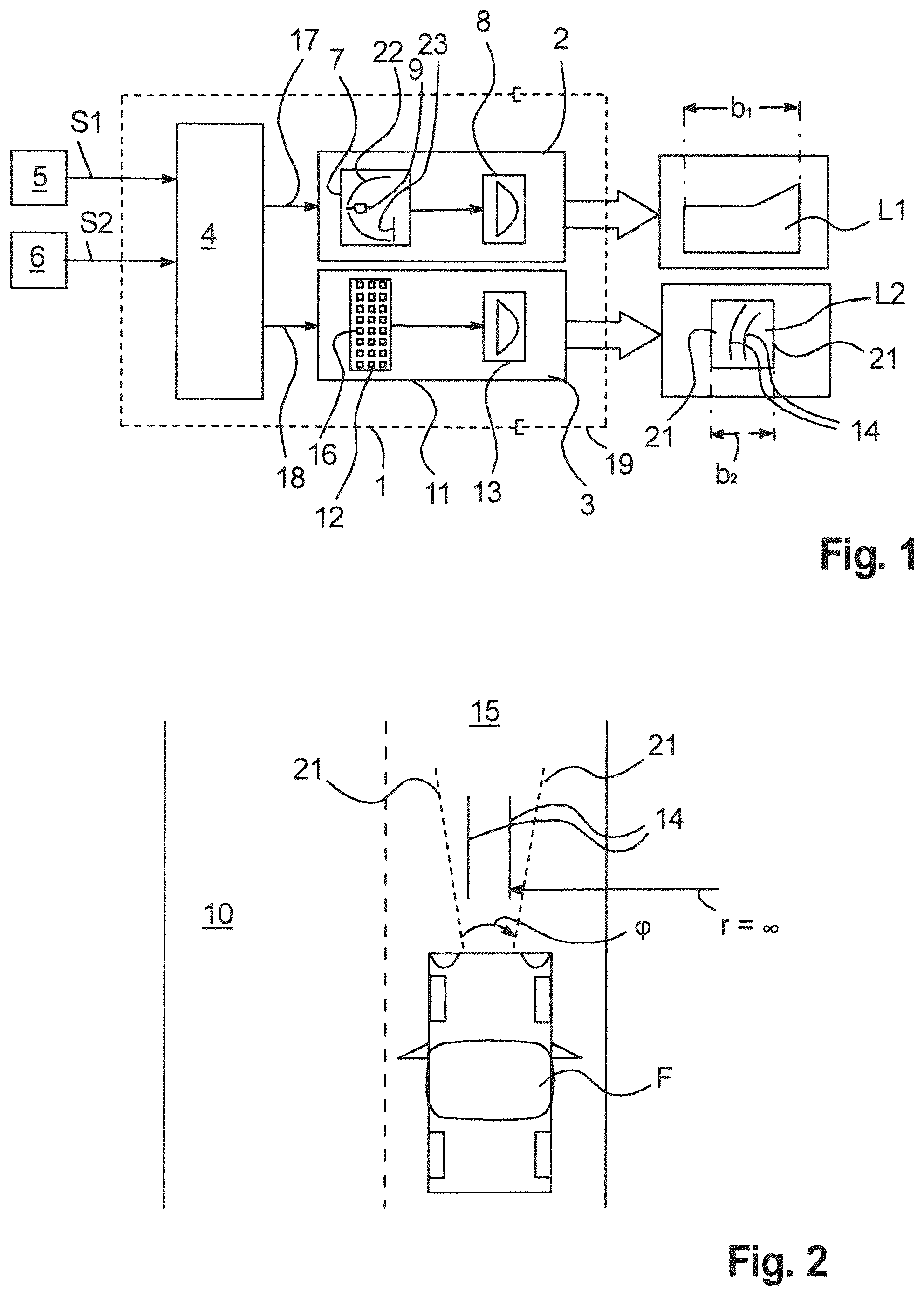 Patent US12320487 — Headlamp for vehicles and actuation method — Figure 1