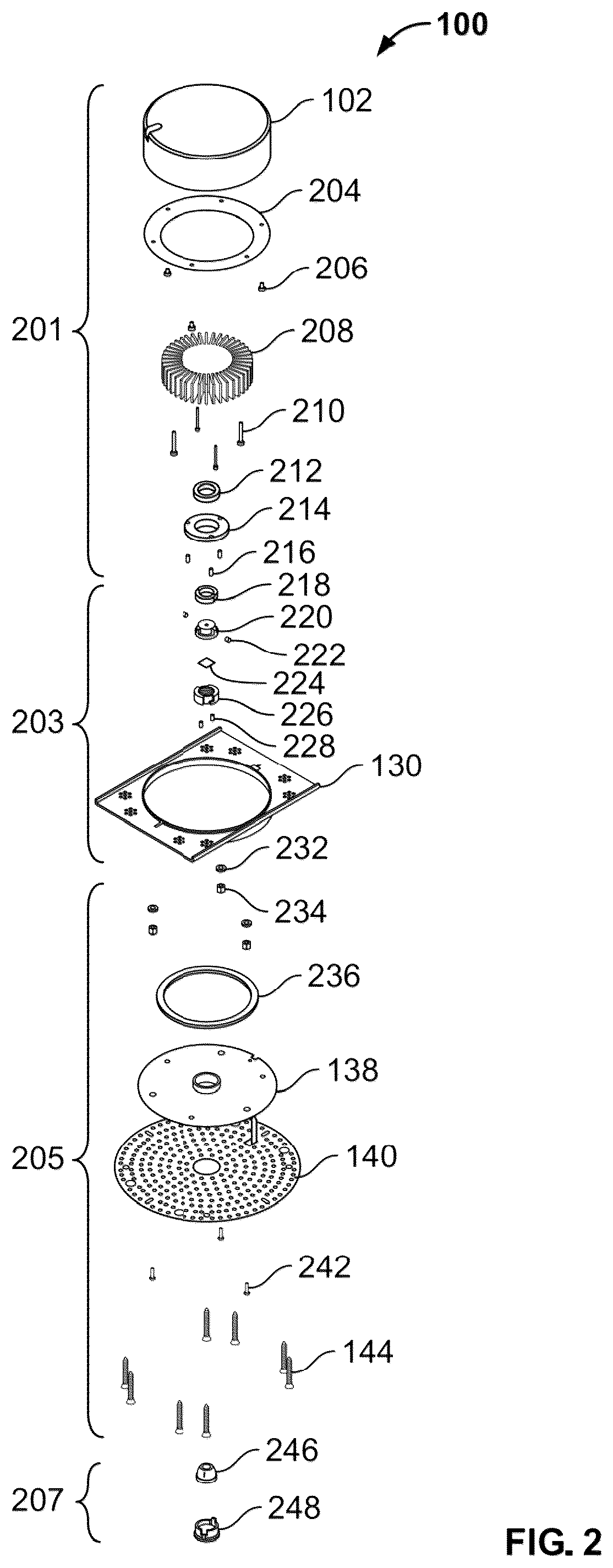 Patent US12320503 Figure 2 – Small aperture light emitting diode LED lighting