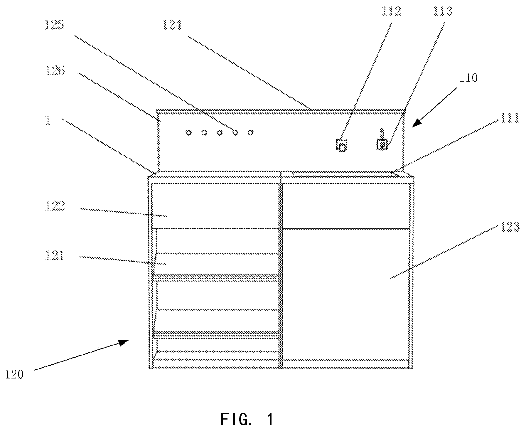 Patent US12320512 — Mirror and cabinet apparatus — Figure 1